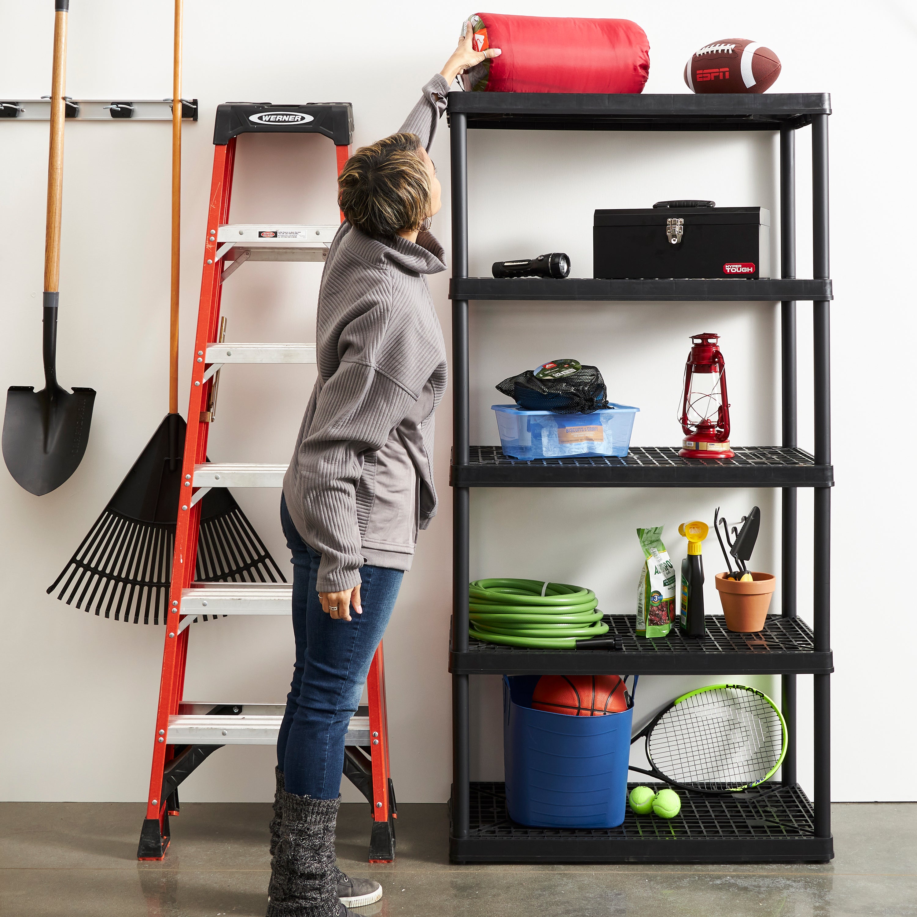 Gracious Living 5 Shelf Tier Light Duty Indoor and Garage Storage Shelf, Black (Refurbished)