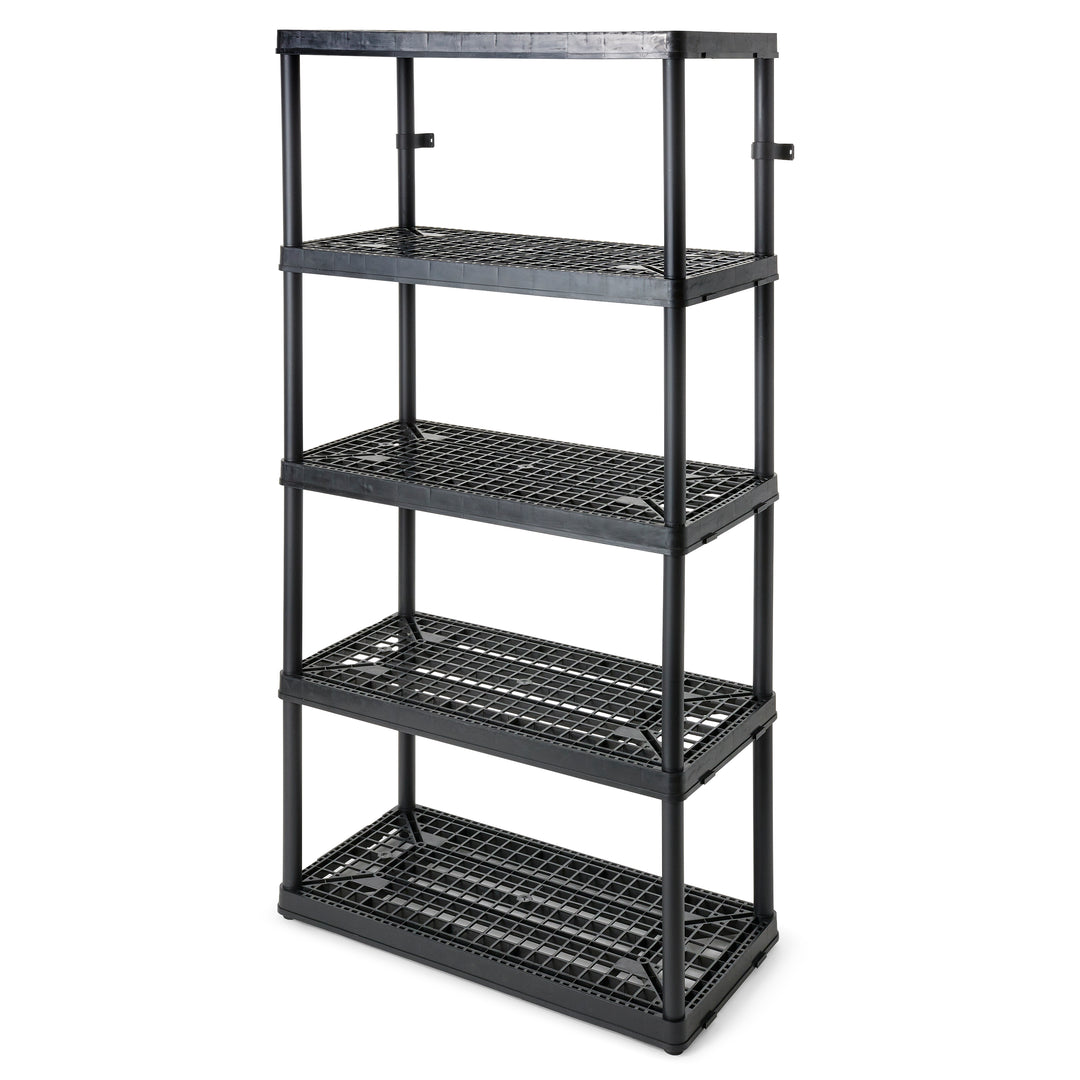 Gracious Living 5 Shelf Fixed Height Ventilated Heavy Duty Shelving Unit, Black - VMInnovations
