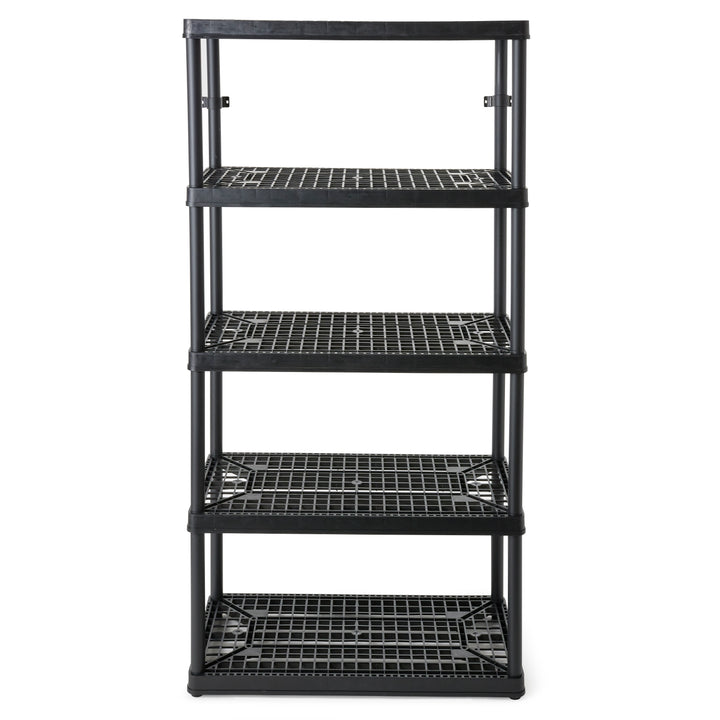 Gracious Living 5 Shelf Fixed Height Ventilated Heavy Duty Shelving Unit, Black - VMInnovations