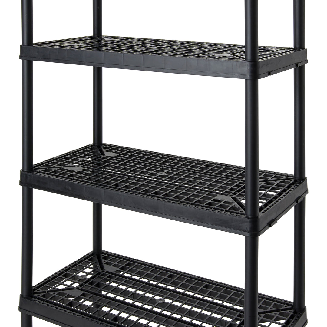 Gracious Living 5 Shelf Fixed Height Ventilated Heavy Duty Shelving Unit, Black - VMInnovations