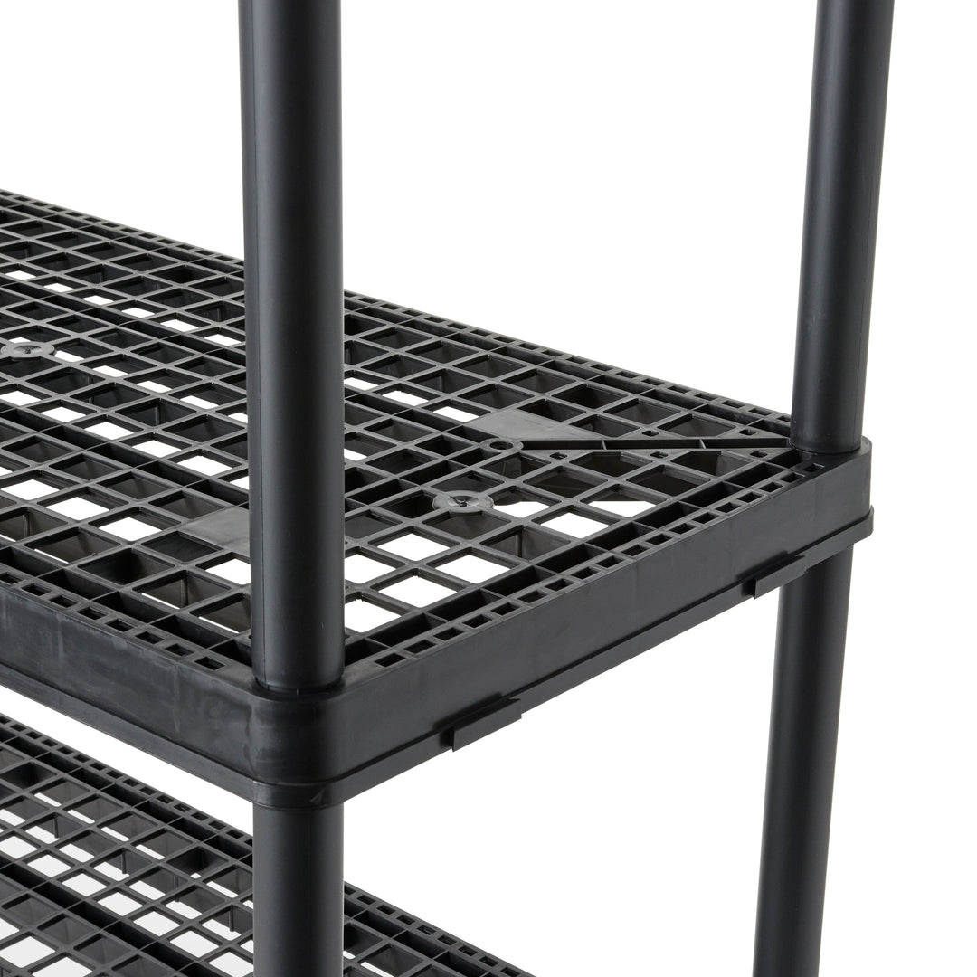 Gracious Living 5 Shelf Fixed Height Ventilated Heavy Duty Shelving Unit, Black - VMInnovations