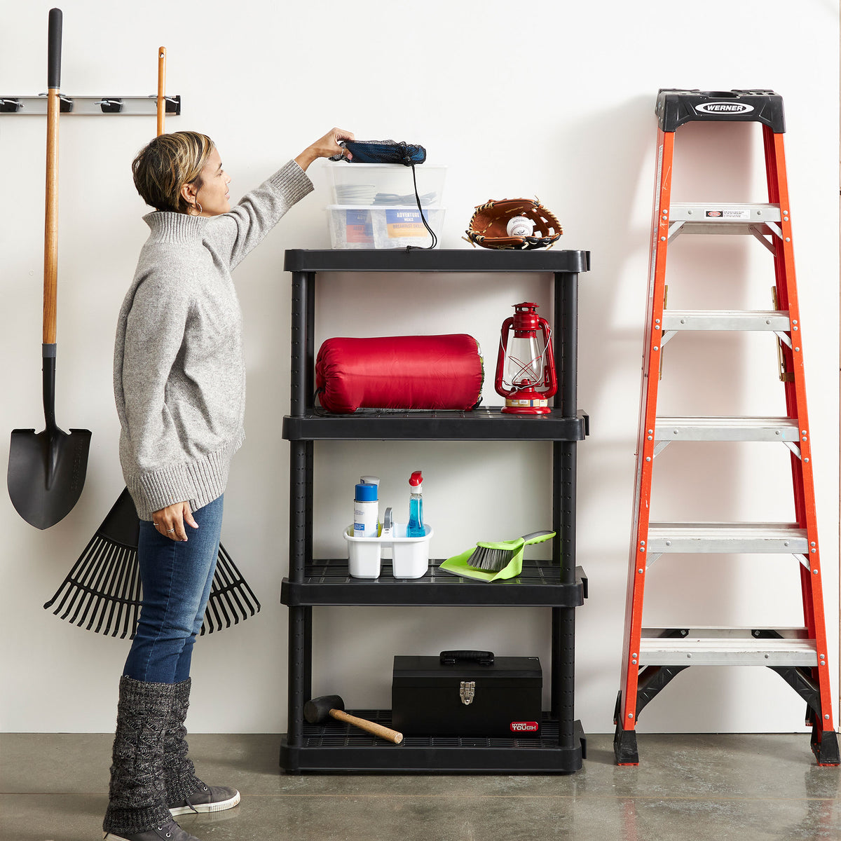 Gracious Living Extra Wide Light Duty Garage Storage Shelves, Black (10 Pack)