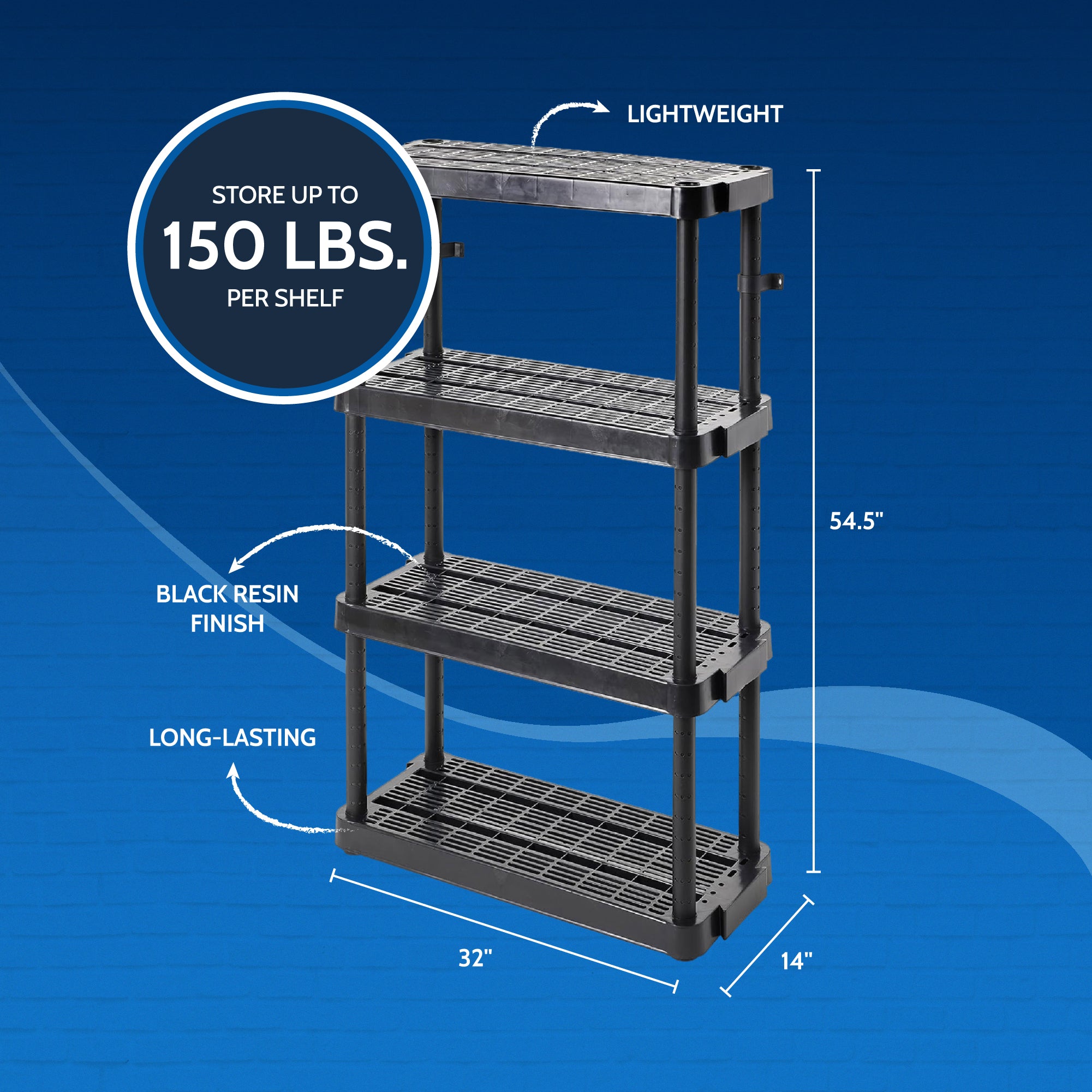 Gracious Living Extra Wide Light Duty Garage Storage Shelves, Black (Open Box) - VMInnovations