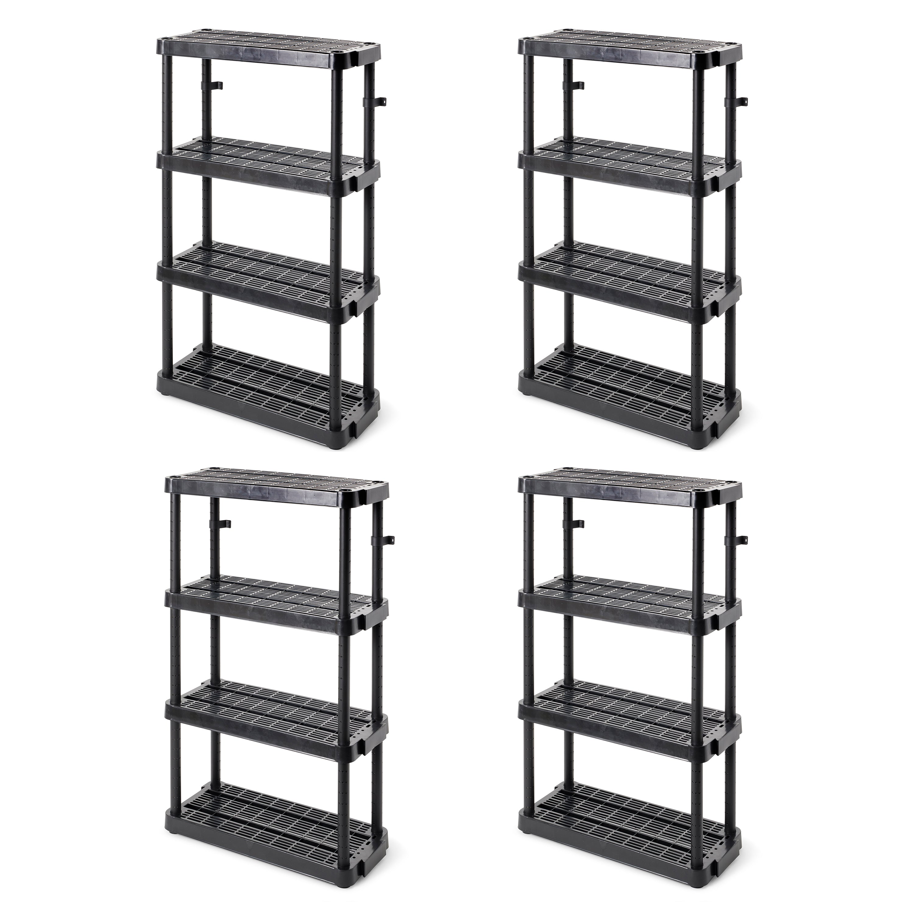 Gracious Living 4 Shelf Adjustable Height Medium Duty Storage, Black (4 Pack) - VMInnovations