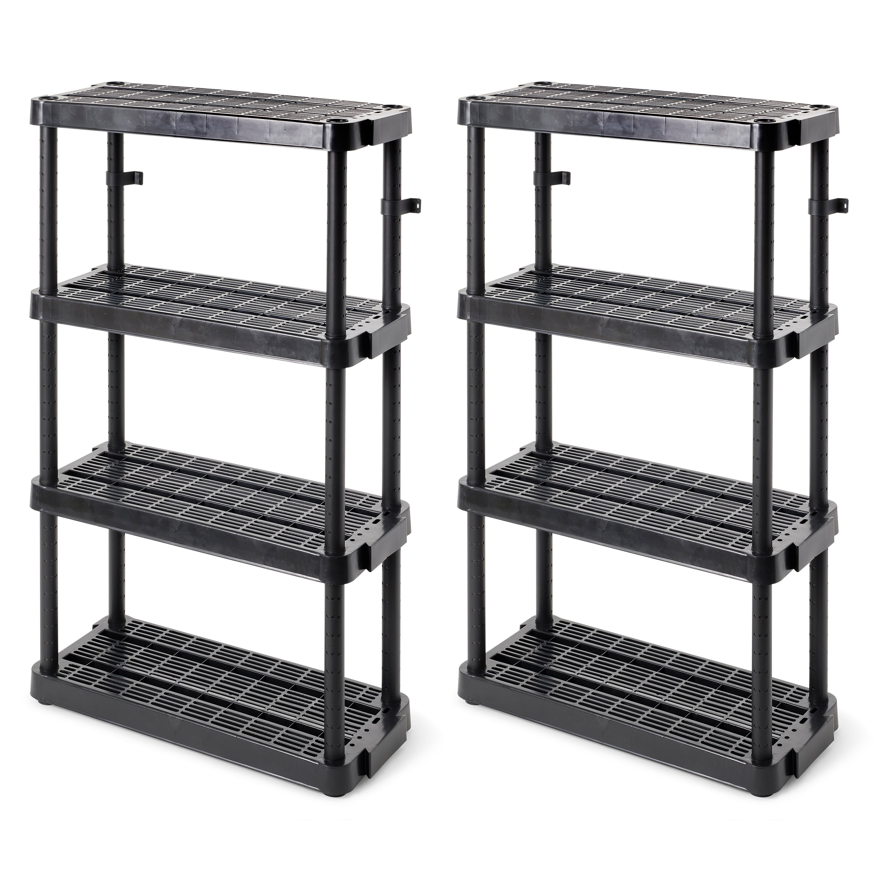 Gracious Living 4 Shelf Adjustable Height Medium Duty Storage, Black (2 Pack) - VMInnovations