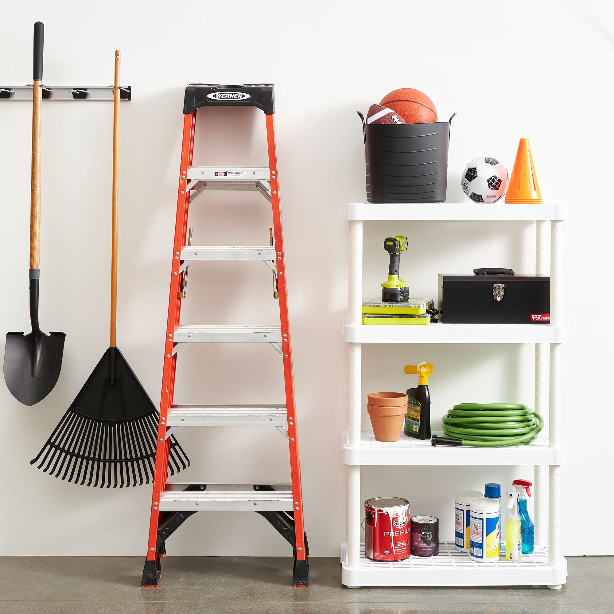Gracious Living 4 Shelf Tier Indoor and Garage Storage Shelf, White (Used) - VMInnovations