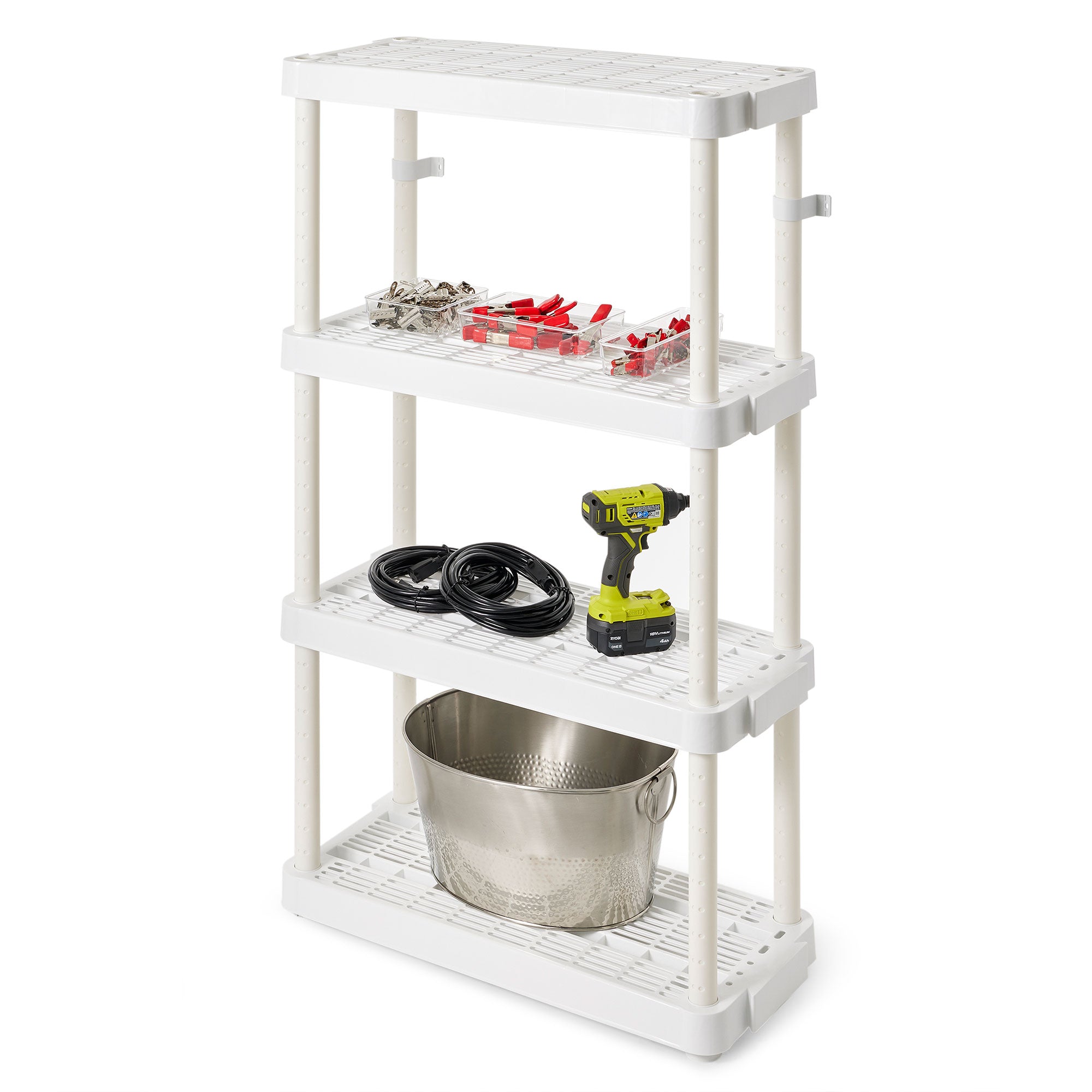 Gracious Living 4 Shelf Tier Indoor and Garage Storage Shelf, White (Used) - VMInnovations