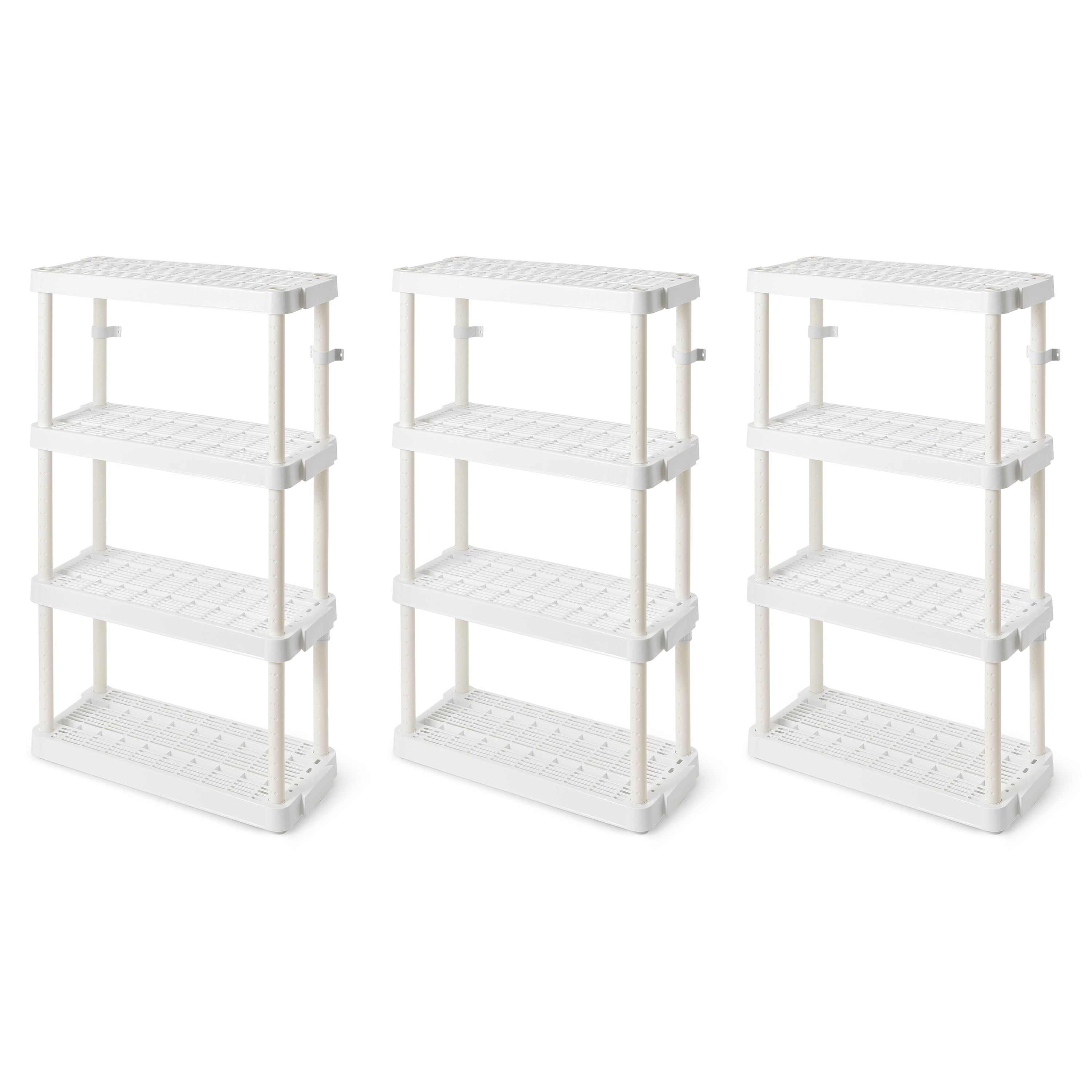 Gracious Living 4 Shelf Adjustable Height Medium Duty Storage, White (3 Pack) - VMInnovations