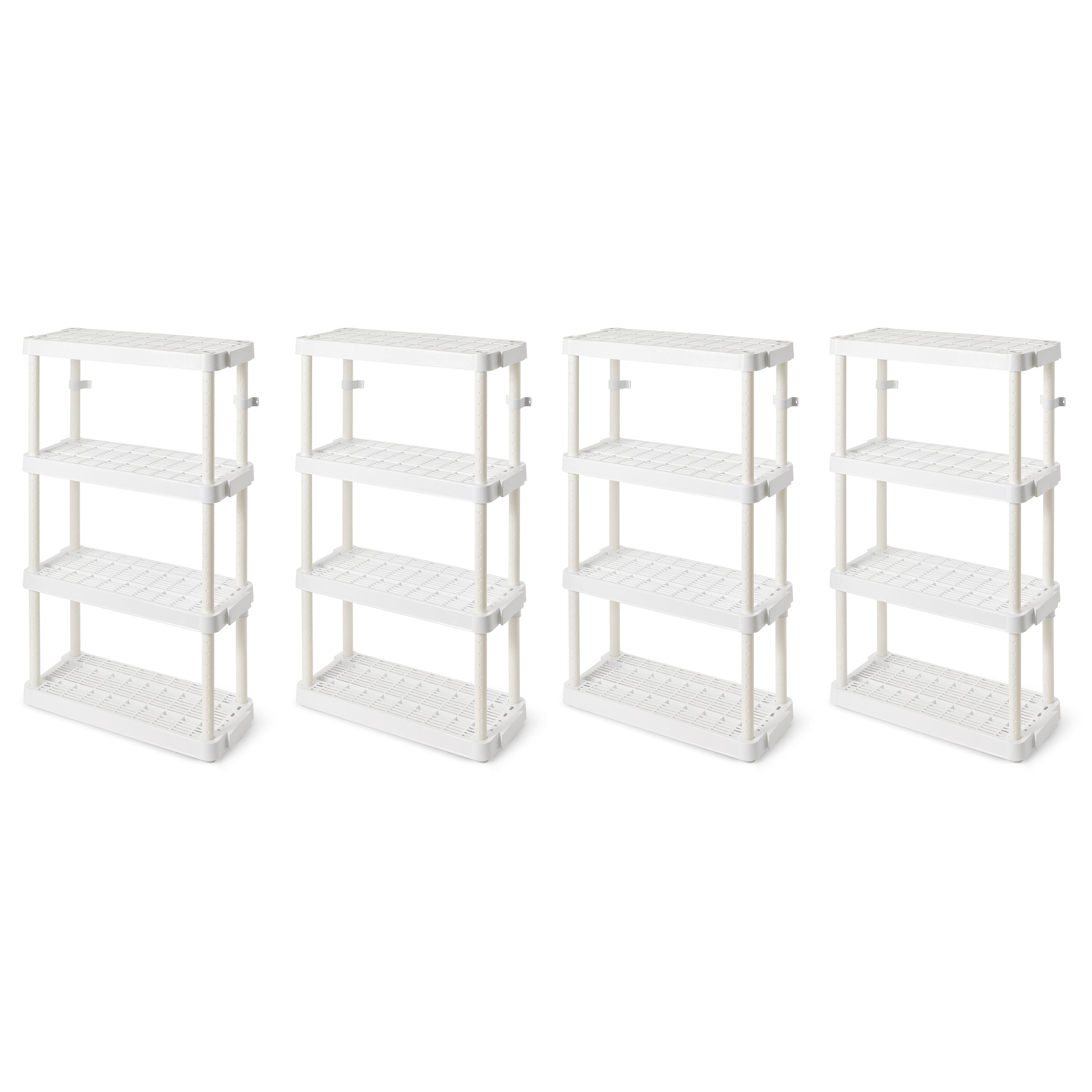 Gracious Living 4 Shelf Adjustable Height Medium Duty Storage, White (4 Pack) - VMInnovations