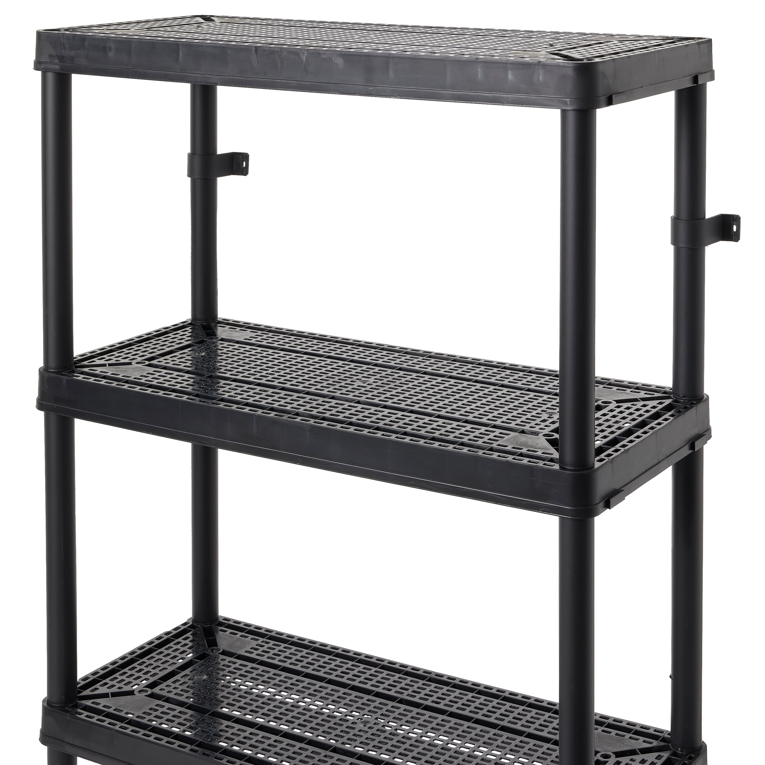 Gracious Living 4 Shelf Tier Medium Resin Garage Storage Shelf, Black (11 Pack)