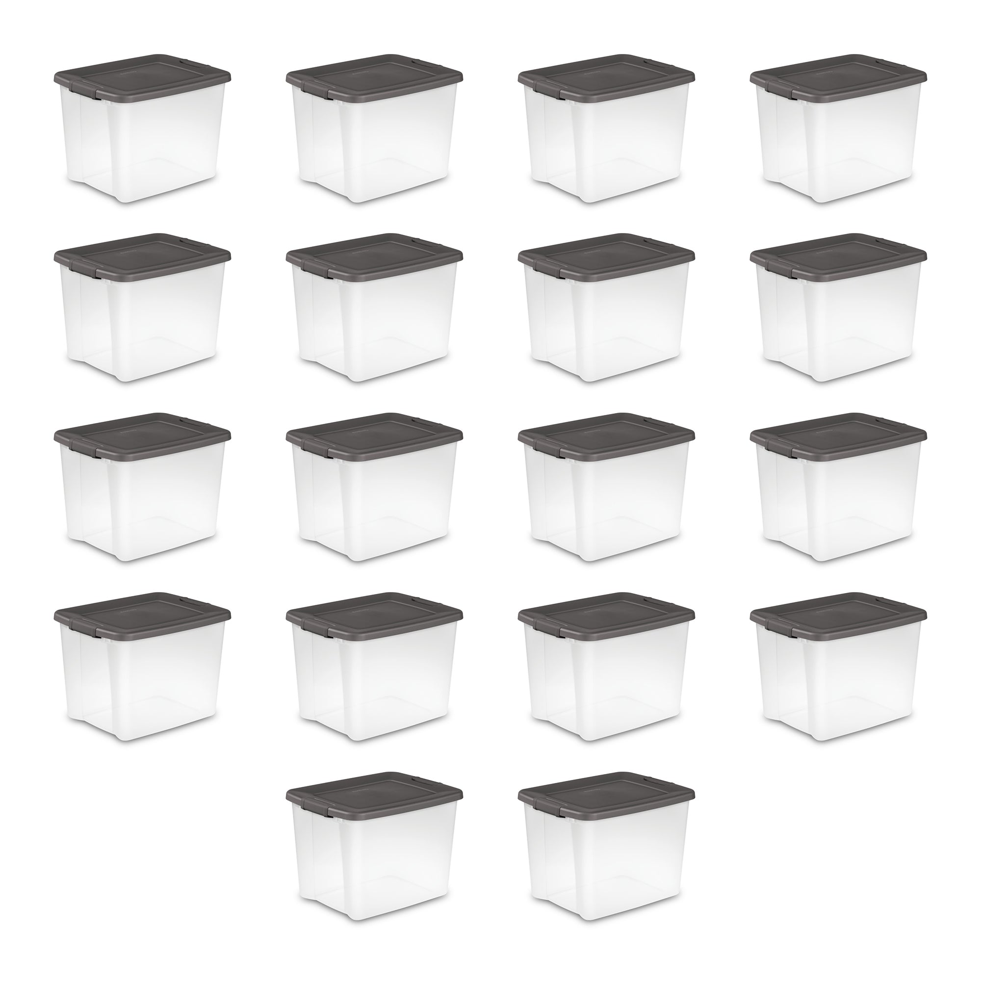 Sterilite ShelfTotes 50 Quart Clear Latched Plastic Storage Container, 18 Pack - VMInnovations