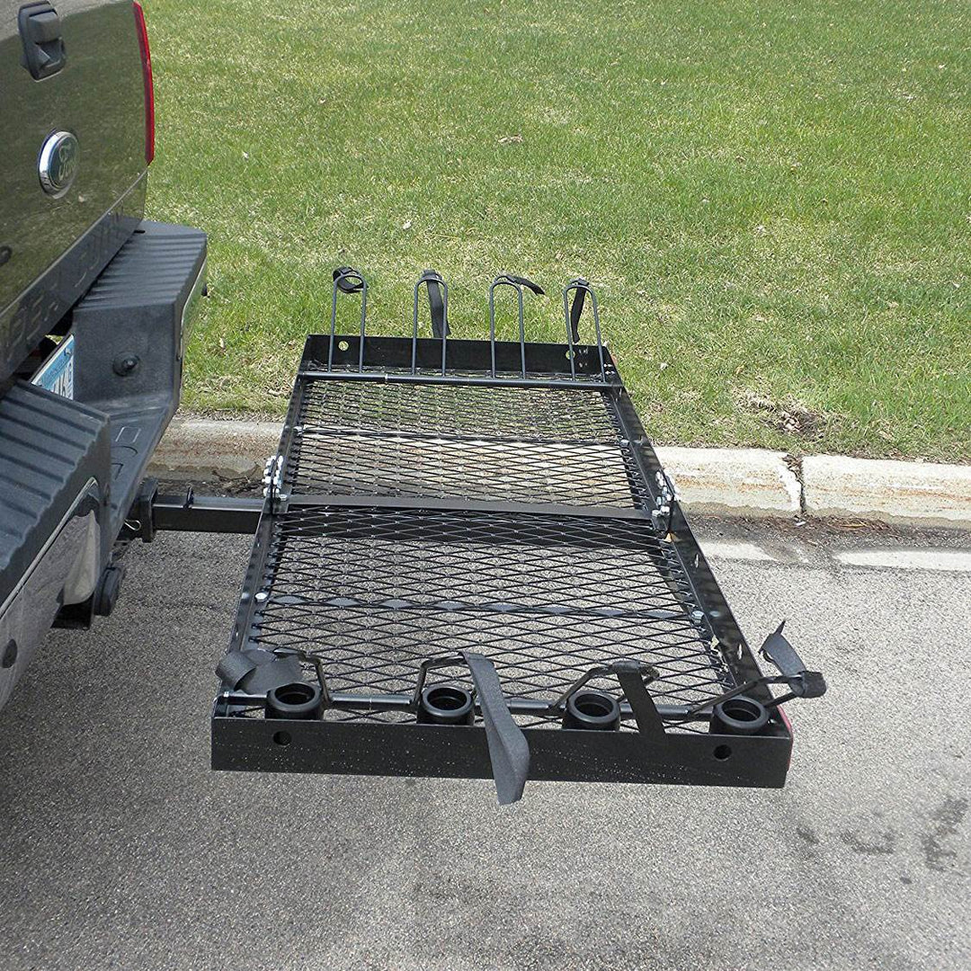 Tow Tuff 62 Inch Steel Cargo Carrier and Bike Rack, Fits All 2 Inch Receivers - VMInnovations