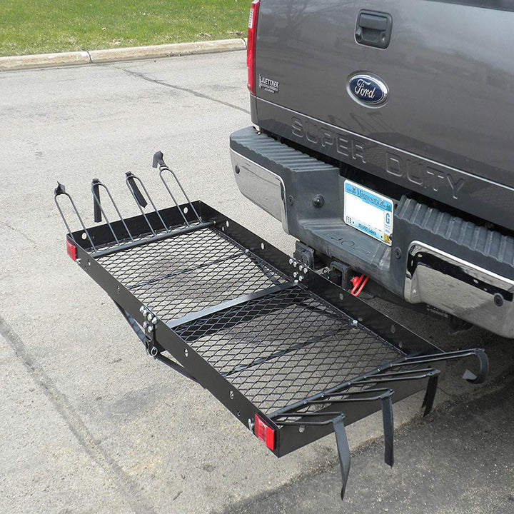 Tow Tuff 62 Inch Steel Cargo Carrier and Bike Rack, Fits All 2 Inch Receivers - VMInnovations