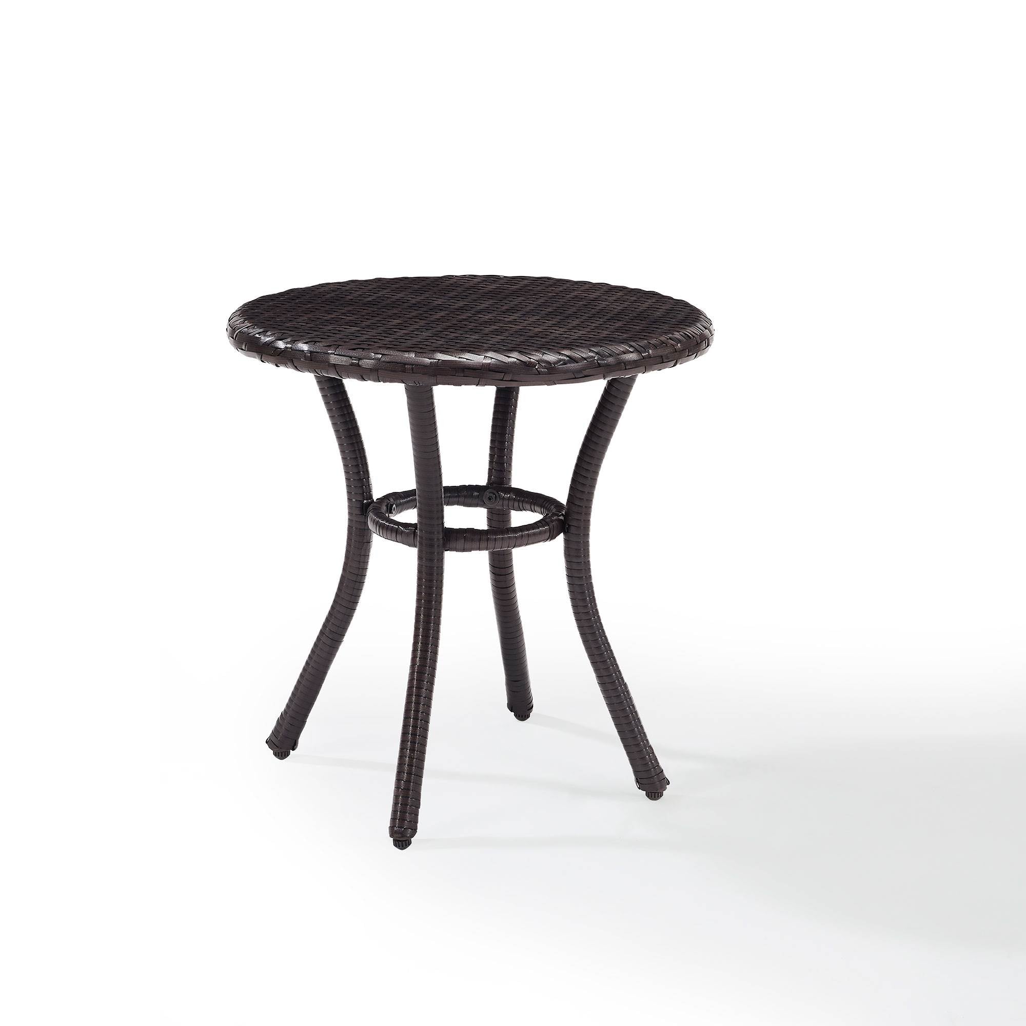 Crosley Furniture Palm Harbor Outdoor Backyard Patio Wicker Side Table, Brown - VMInnovations