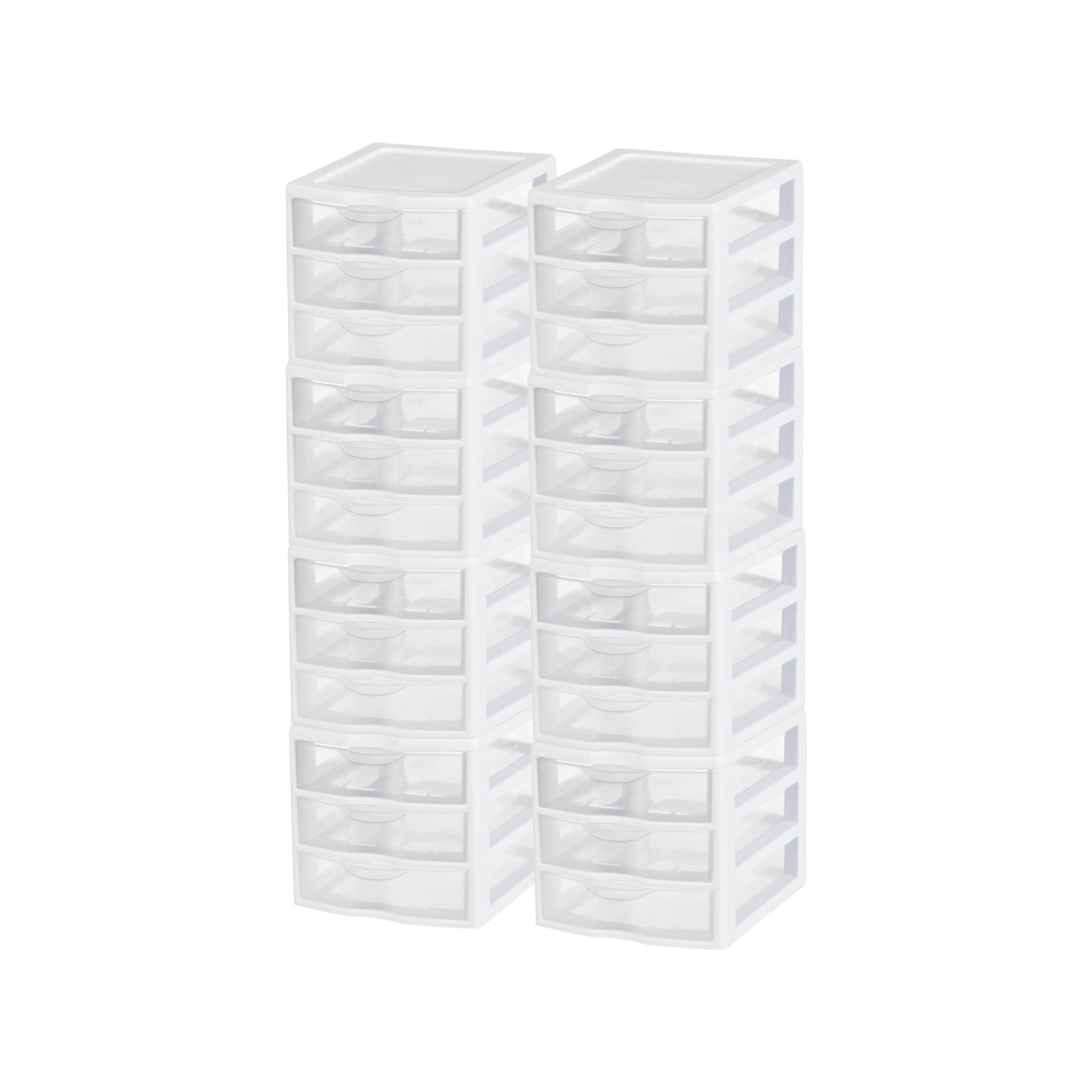 Sterilite Clearview Small Plastic 5 Drawer Desktop Storage Bin System, Pack of 8 - VMInnovations