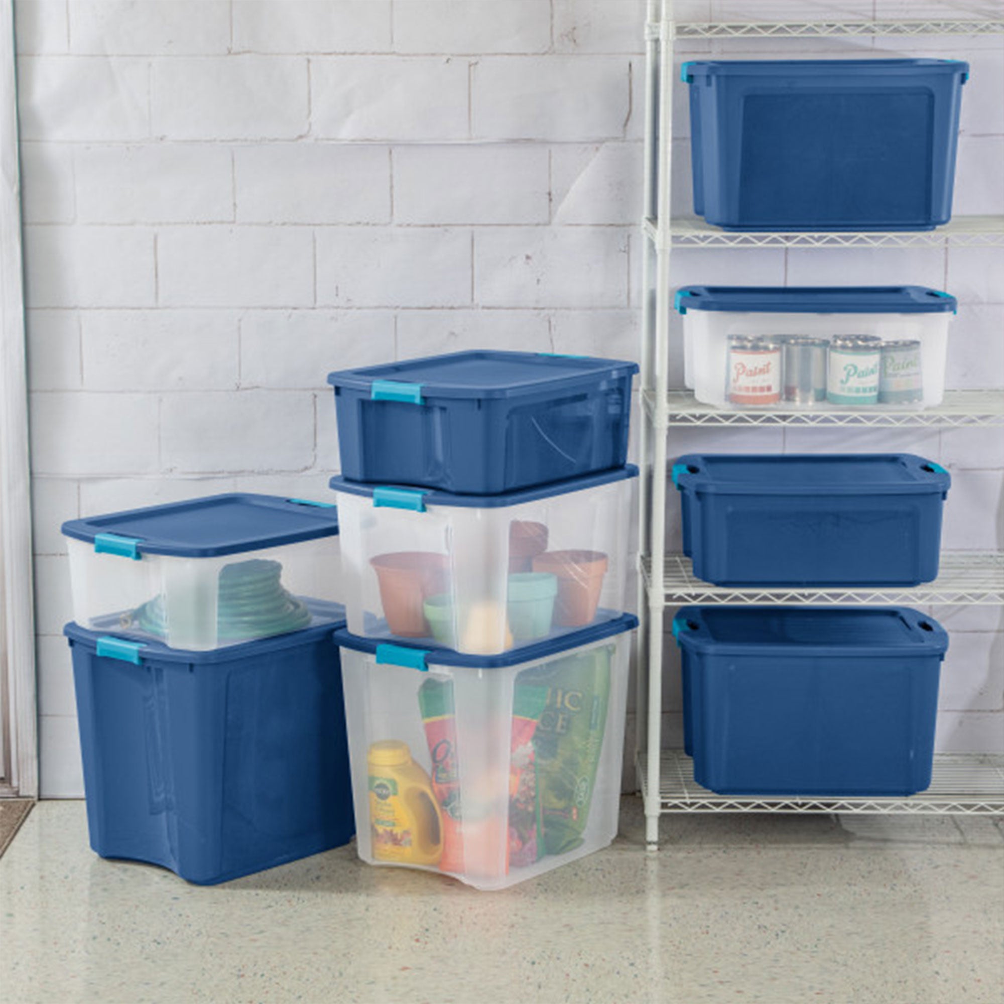 Sterilite 26 Gallon Latch & Carry Plastic Storage Tote Container Box, 12 Pack - VMInnovations