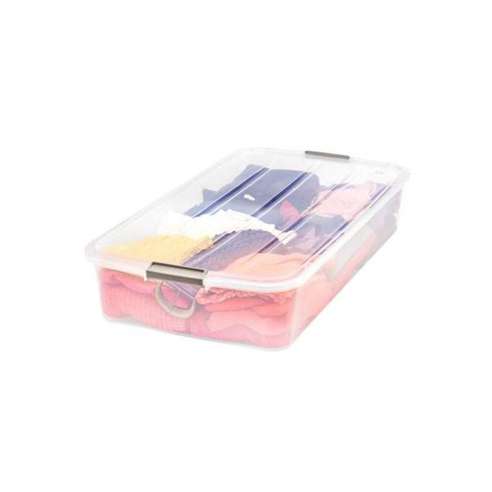IRIS USA Underbed Buckle-Up 50 Quart Plastic Storage Container, Clear (3 Pack)