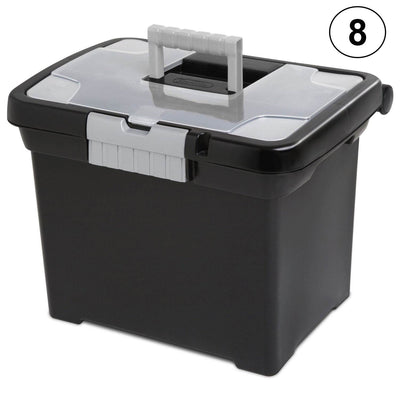 Sterilite Portable Lockable File Box Organizer with Handle (8 Pack)