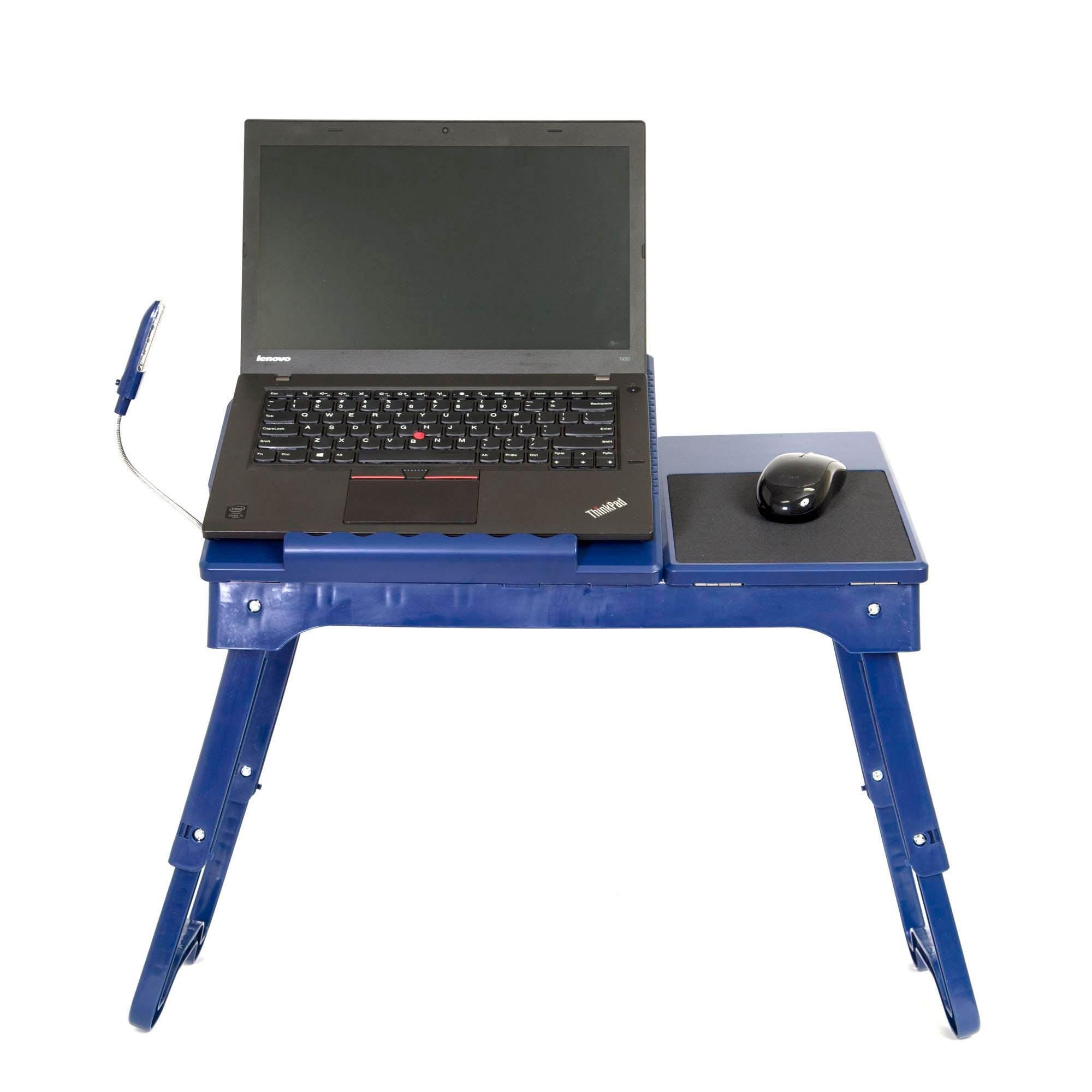 Origami Multi Functional Laptop Computer Tray Table Stand with LED Light, Blue