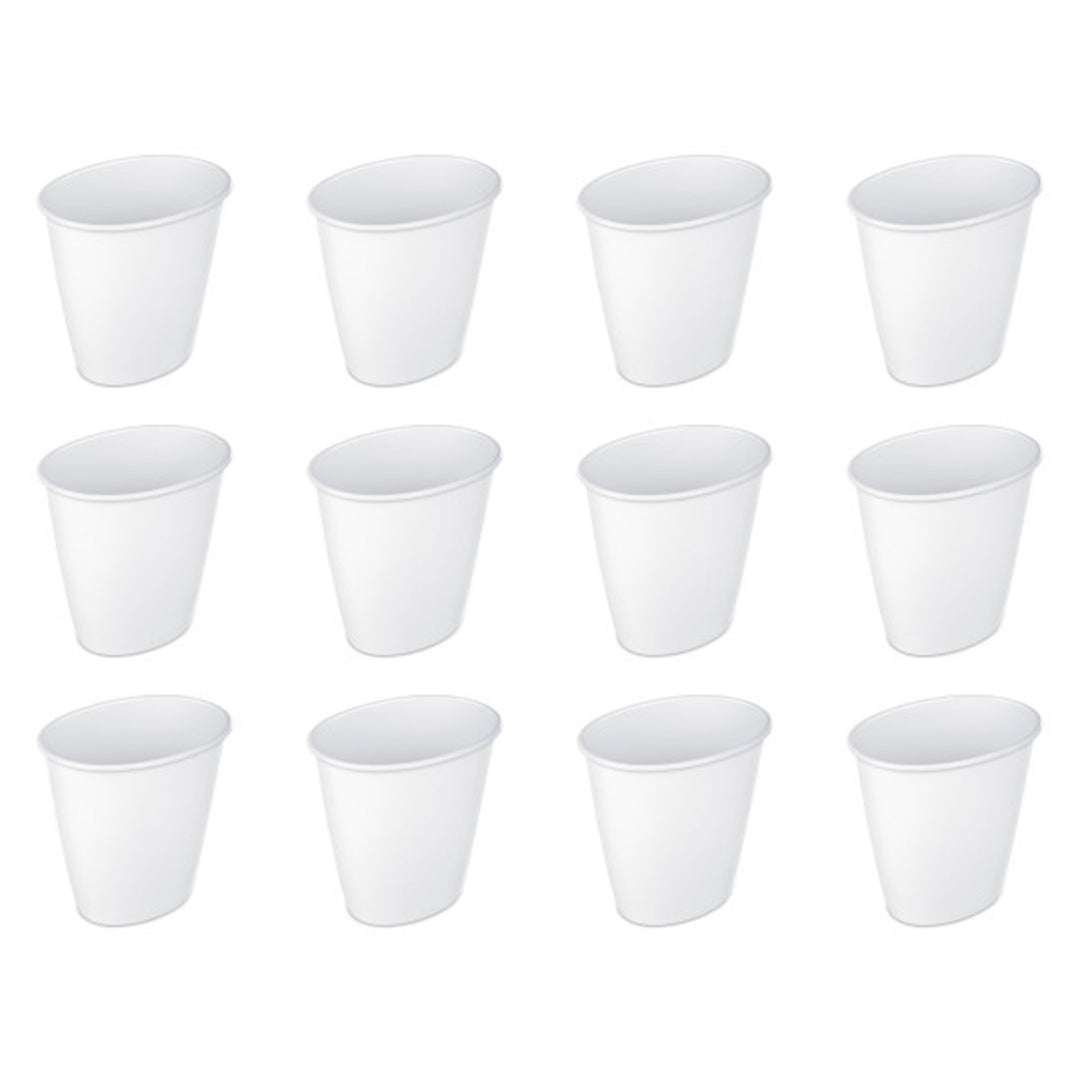 Sterilite Petite 1.5-Gallon Home Oval Vanity Trash Wastebasket, White (12 Pack) - VMInnovations