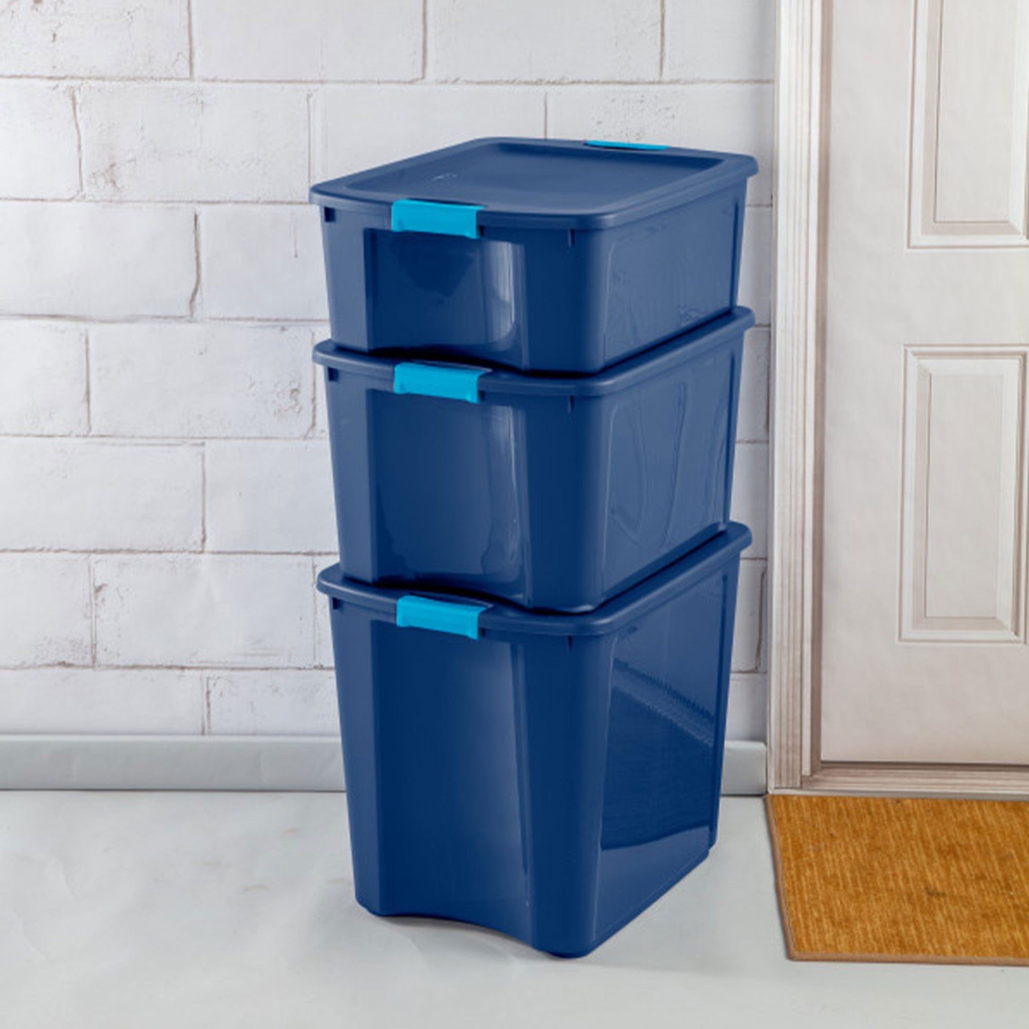 Sterilite 18 Gal Latch and Carry, Stackable Storage Bin w/ Latching Lid, 12 Pack - VMInnovations