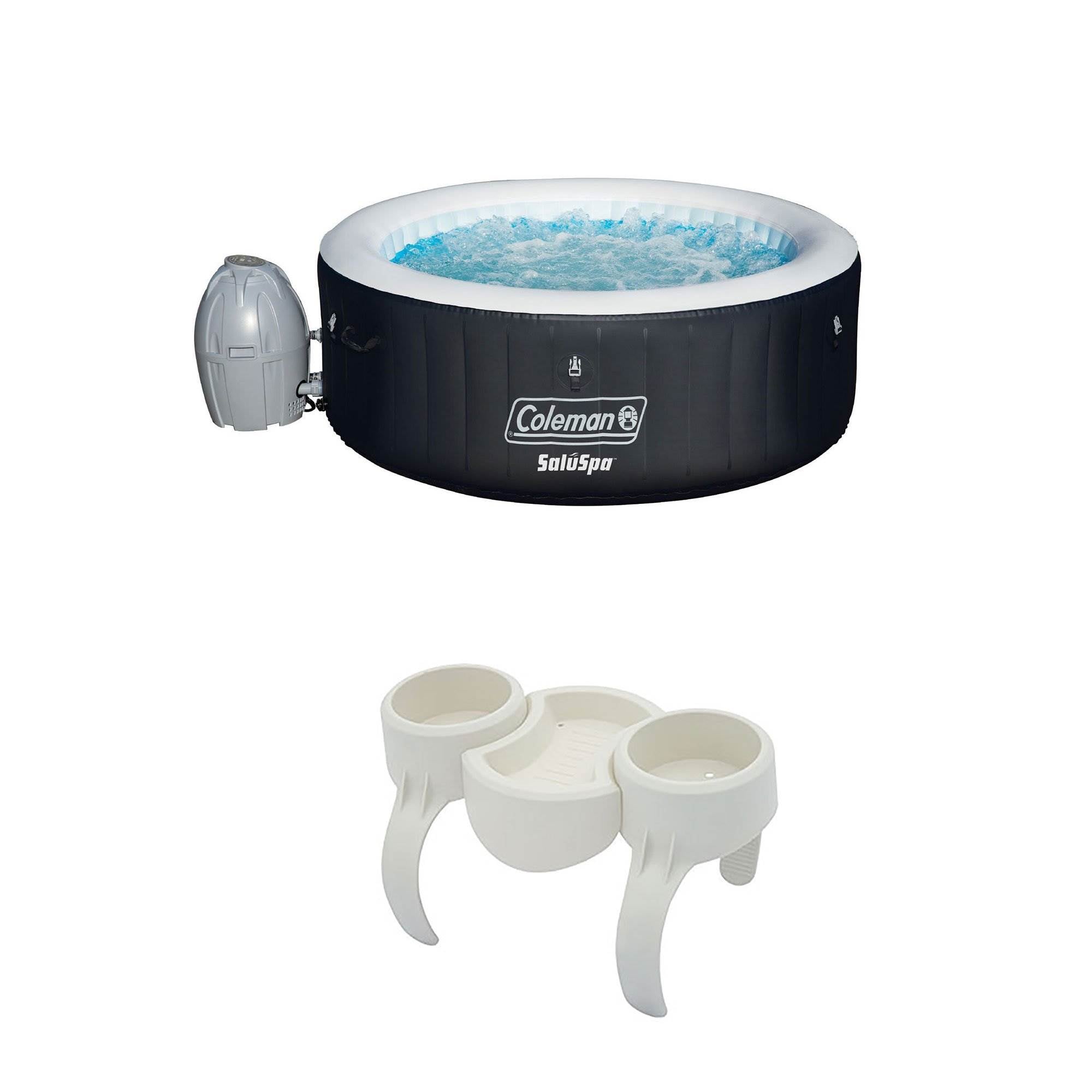 Coleman SaluSpa 4 Person Inflatable Hot Tub + Bestway SaluSpa Drink/Snack Holder