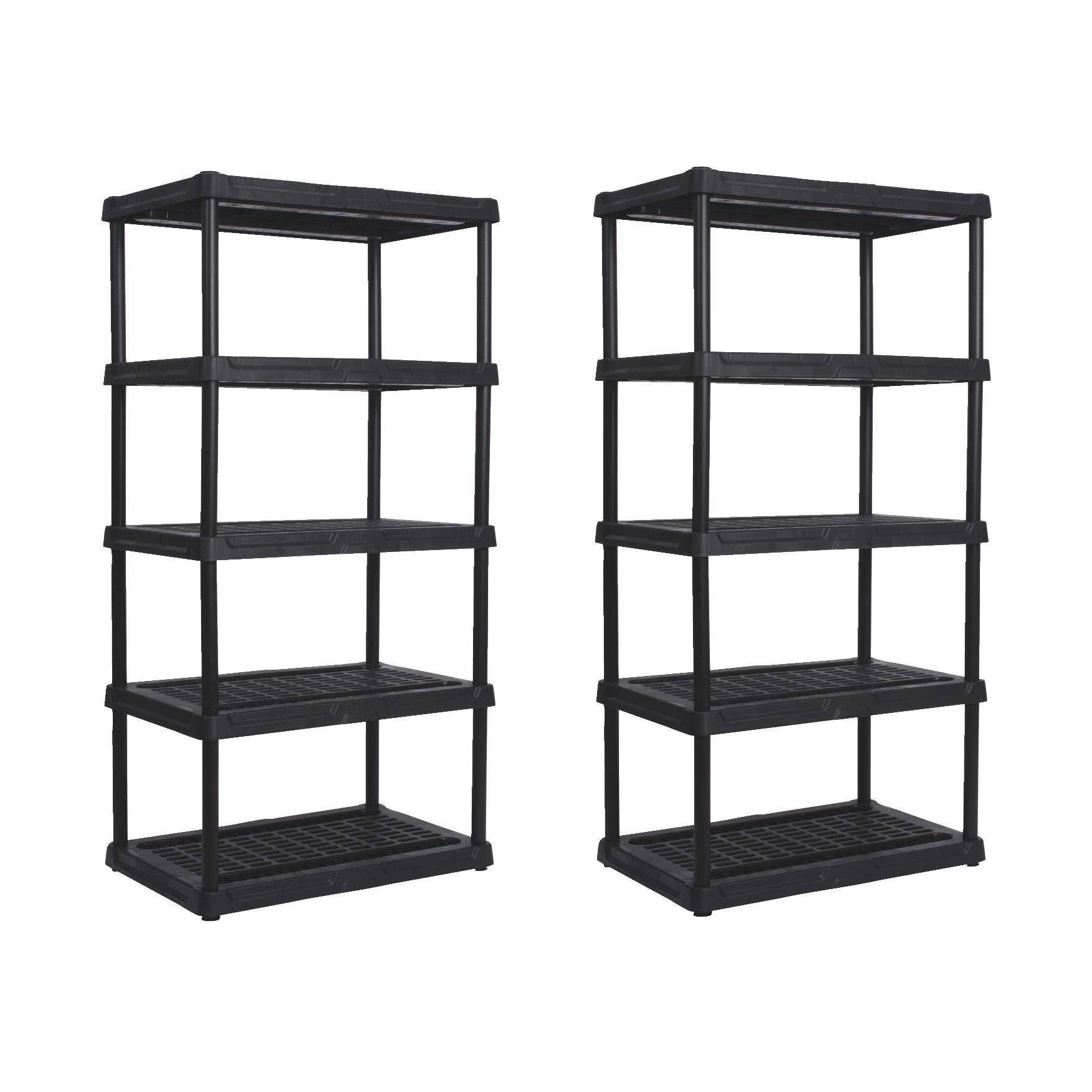 Contico 36 x 24 x 72 Inch 5 Tier Resin Outdoor & Garage Storage Shelf, 2 Pack