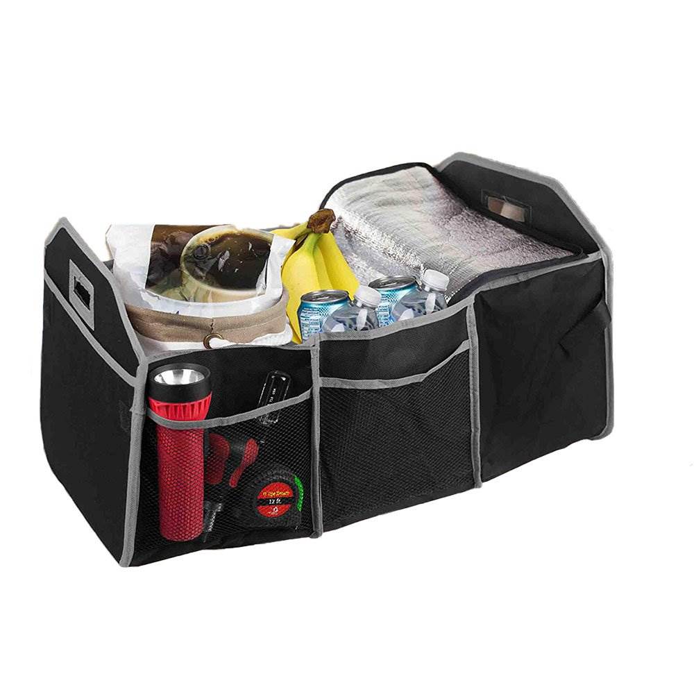 Home Basics Heavy Duty Foldable Car Trunk Storage Organizer Bag w/ Cooler