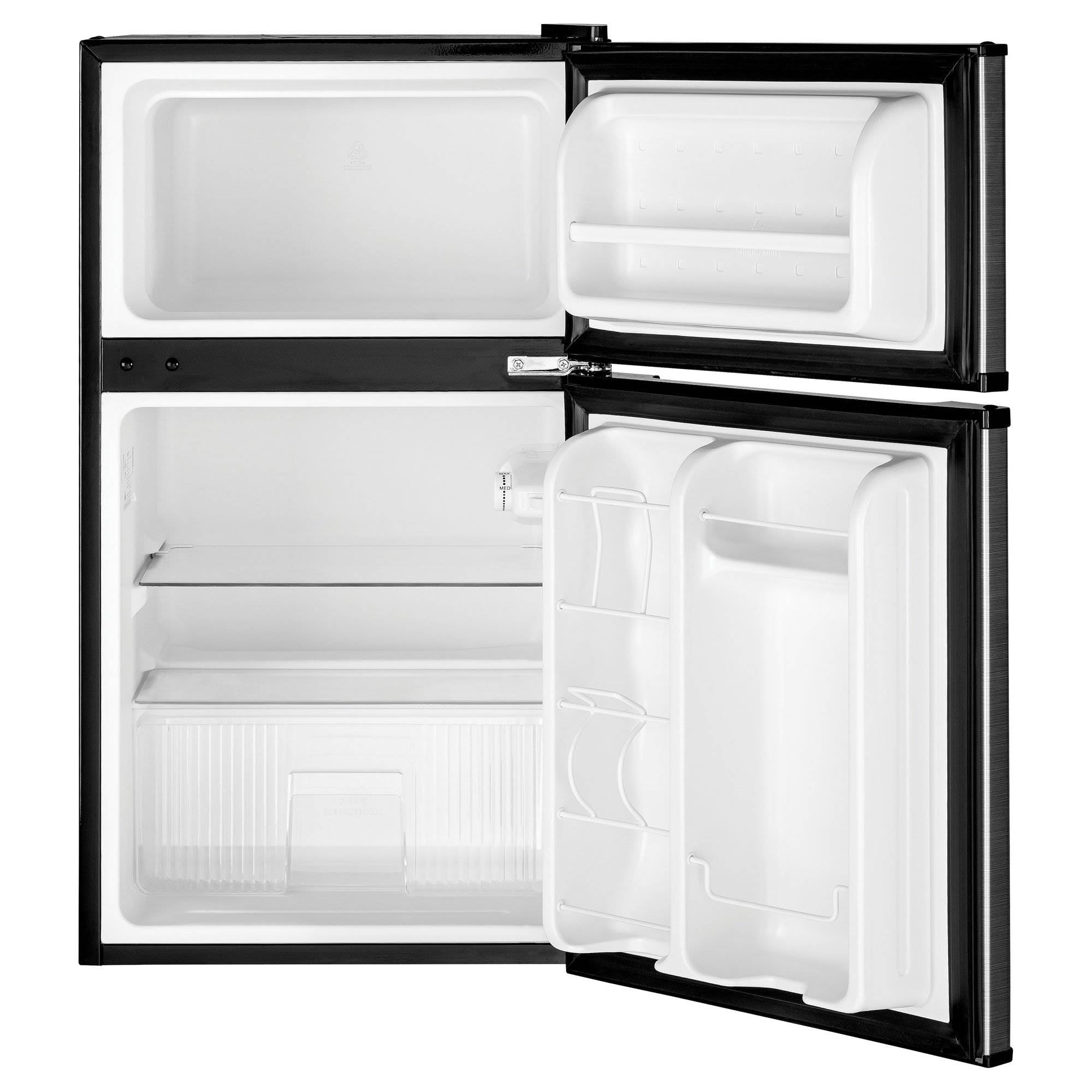 GE Appliances 3.1 Cu. Ft. Double Door Compact Refrigerator, Steel (Used)