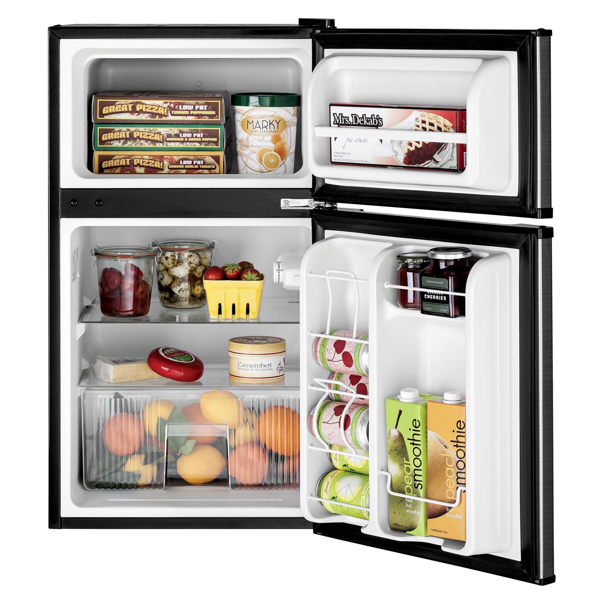 GE Appliances 3.1 Cu. Ft. Double Door Compact Refrigerator, Steel (Used)