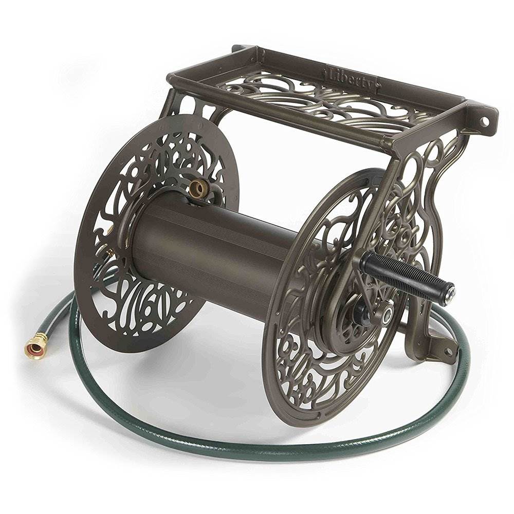 Liberty Garden Decorative Metal Garden Water Hose Wall Mounted Reel (Open Box) - VMInnovations