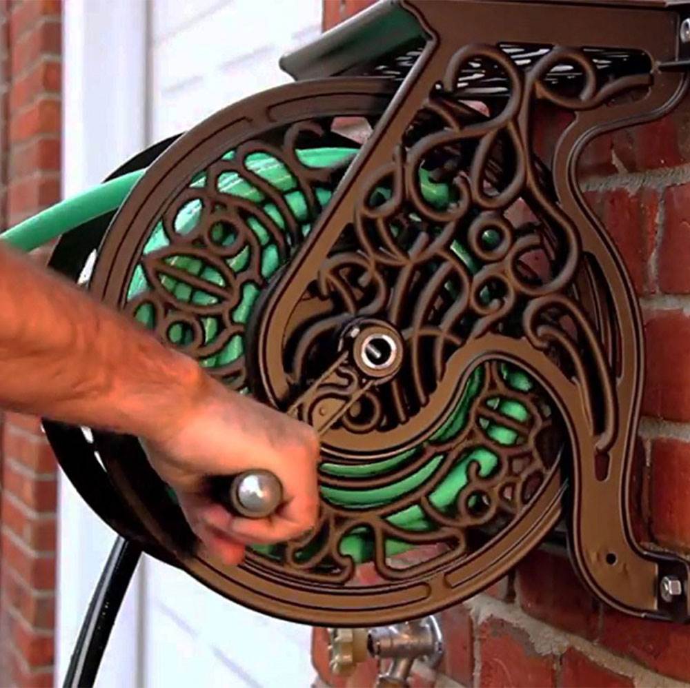 Liberty Garden Decorative Metal Garden Water Hose Wall Mounted Reel (Open Box) - VMInnovations
