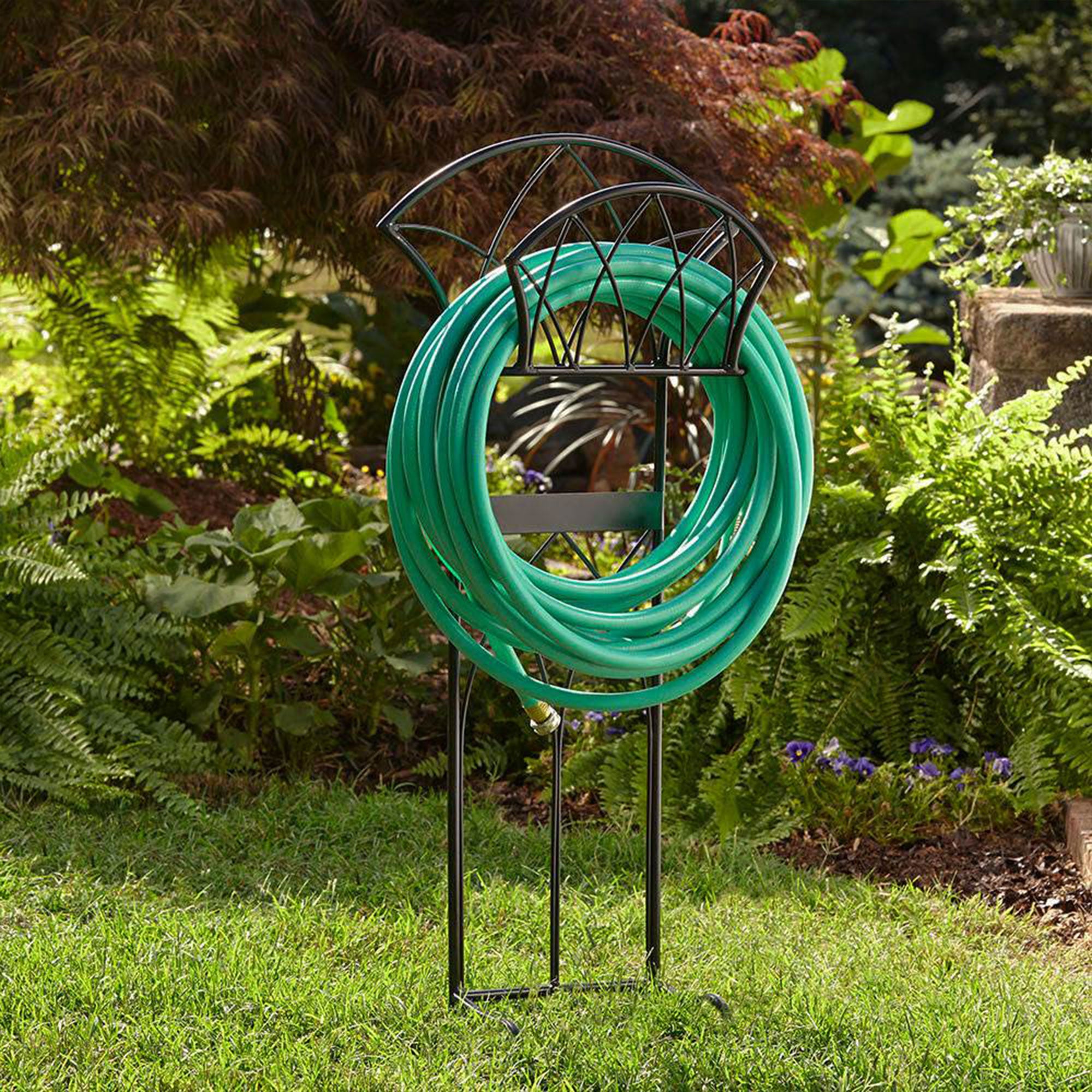 Liberty Garden Steel Decorative Garden Hose Stand with Gothic Design (Open Box) - VMInnovations