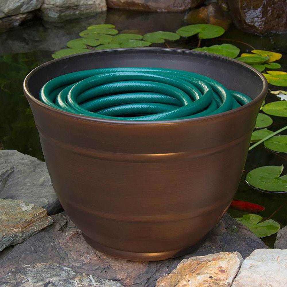 Liberty Garden Banded High Density Resin Hose Pot w/ Drainage (Open Box)(2 Pack) - VMInnovations