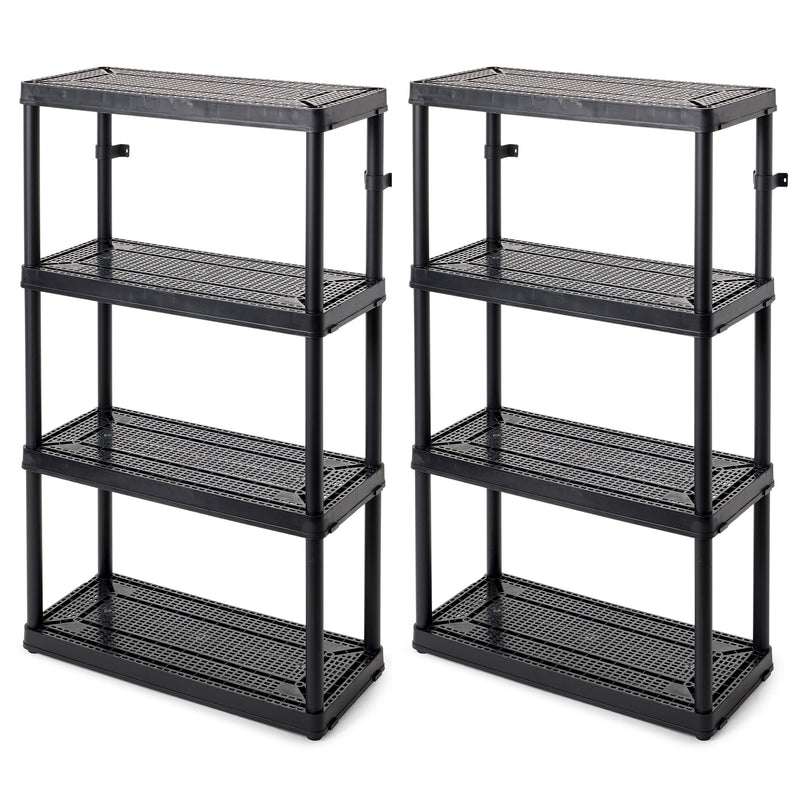 Gracious Living 4 Shelf Fixed Height Medium Duty Storage Unit, Black (2 Pack) - VMInnovations