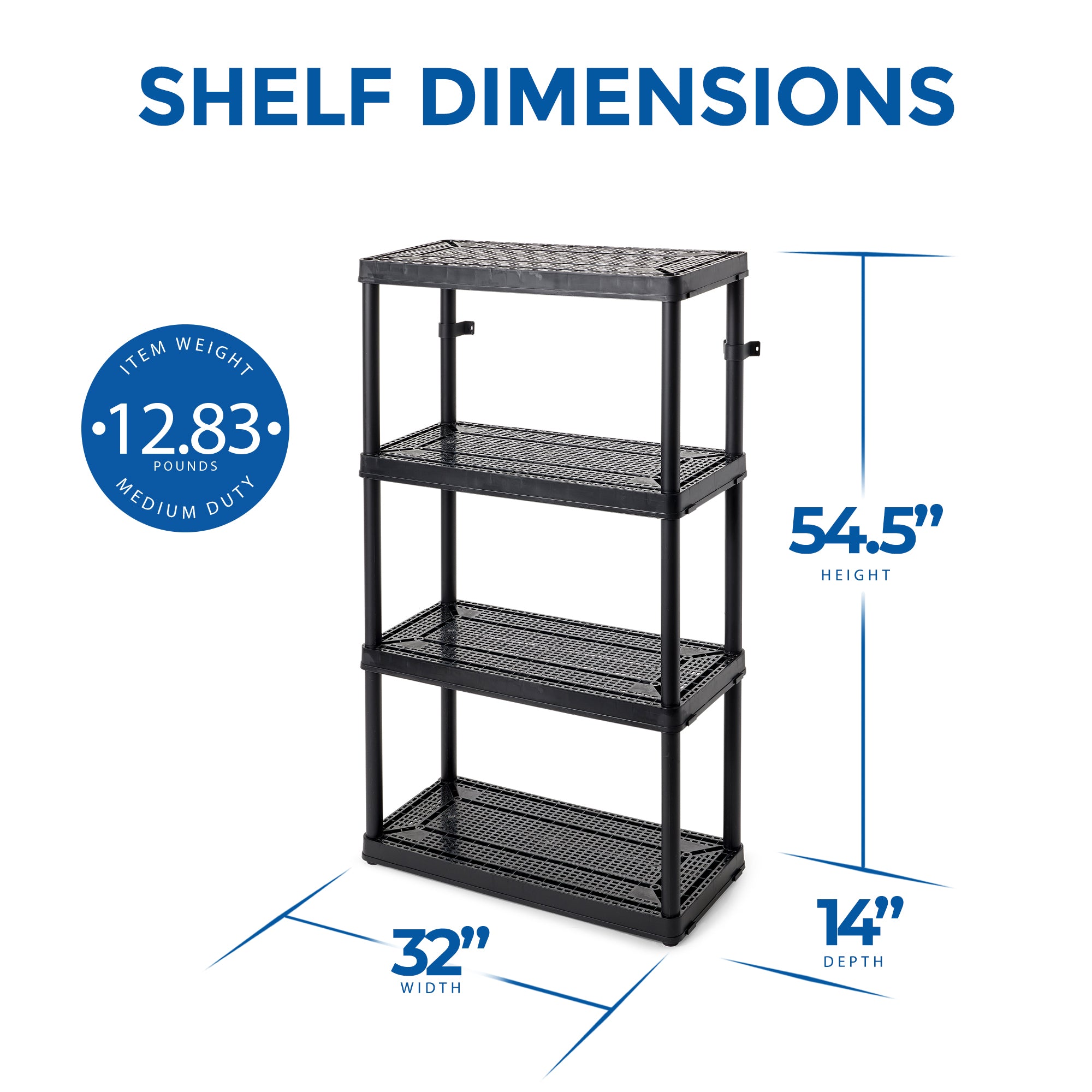 Gracious Living 4 Shelf Fixed Height Medium Duty Storage Rack, 2 Pack, Black - VMInnovations
