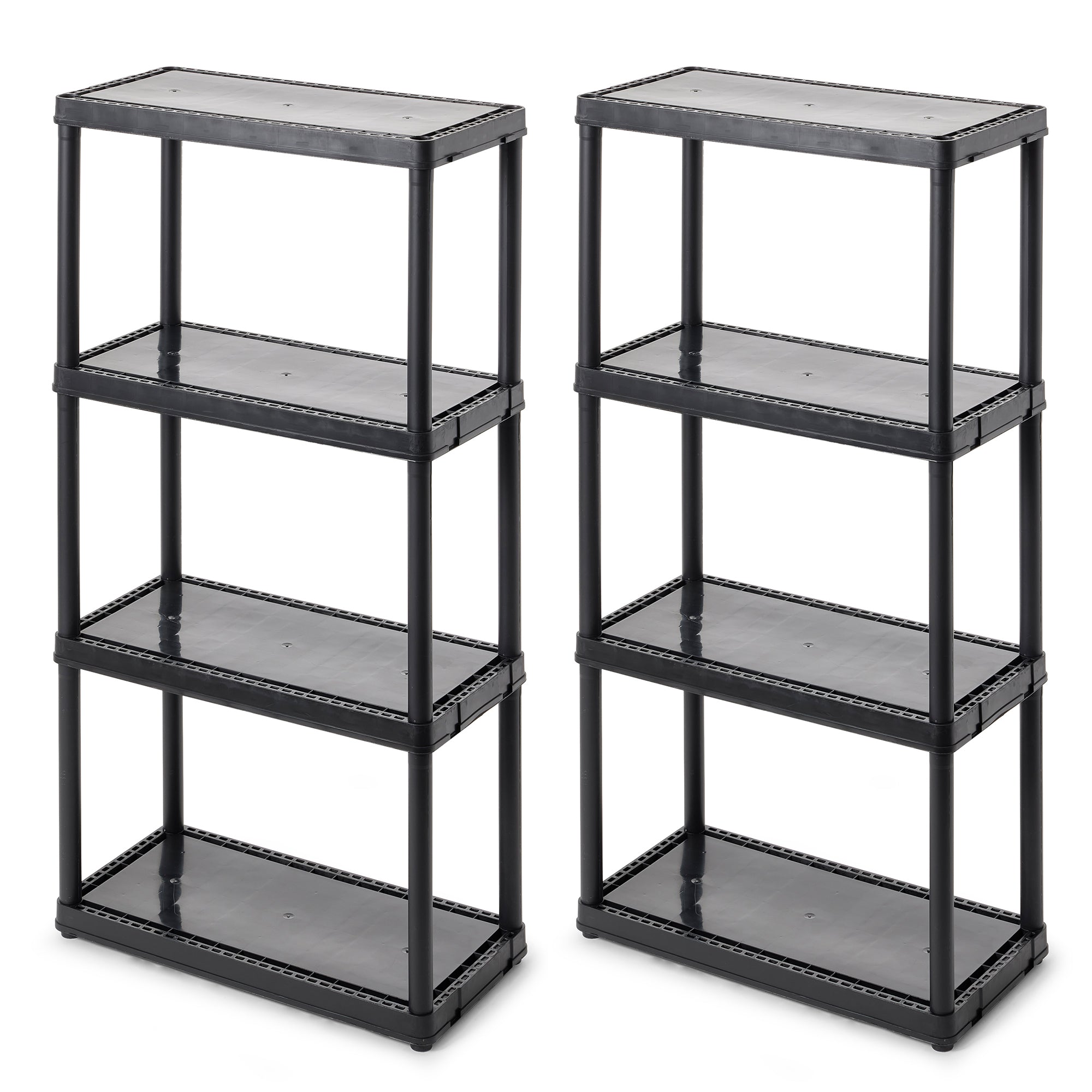 Gracious Living 4 Shelf Fixed Height Light Duty Storage Unit, Black (2 Pack) - VMInnovations