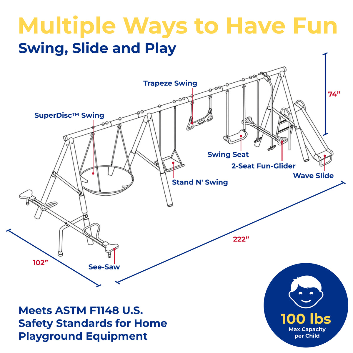 XDP Recreation Deerfield 10 Child Capacity Kids Swing Set Playground (For Parts) - VMInnovations