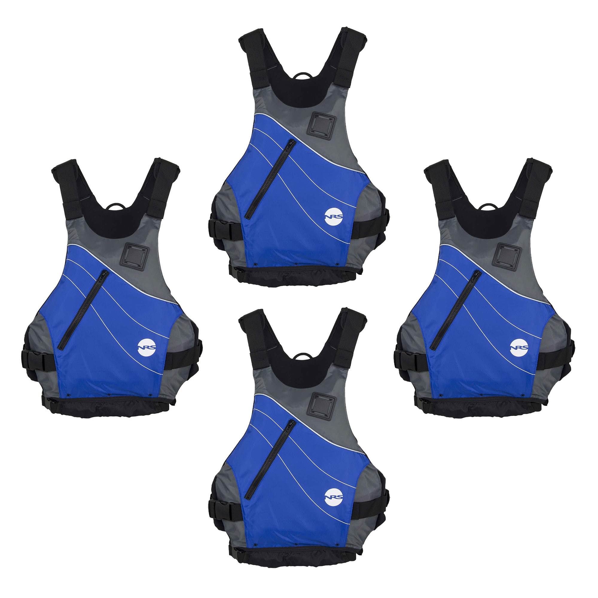 NRS Vapor Adult Large X-Large PFD Type III Boating Life Jacket, Blue (4 Pack)