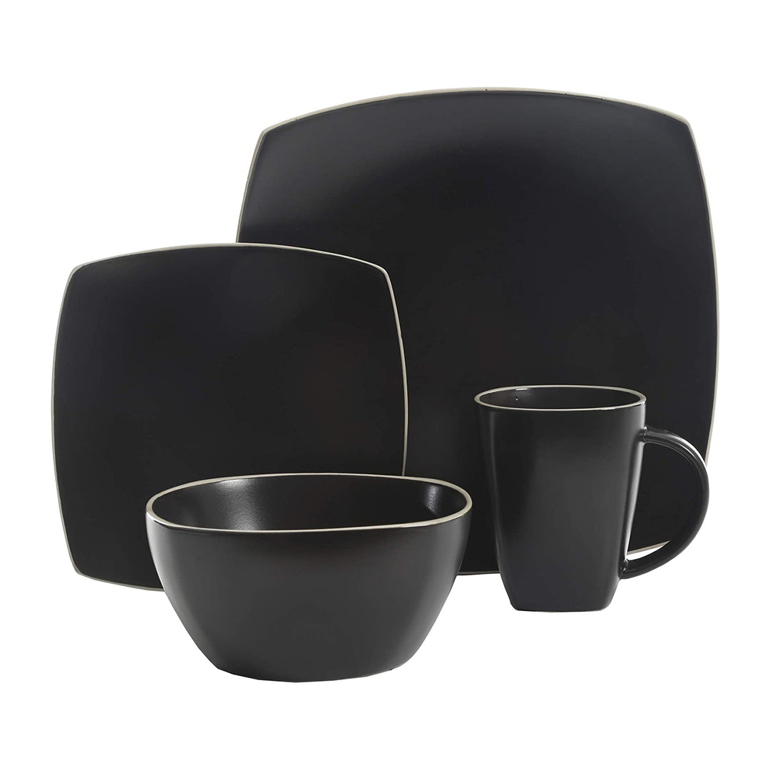 Gibson Elite 102261.16RM Soho Lounge 16 Piece Dinnerware Set for 4, Matte Black - VMInnovations