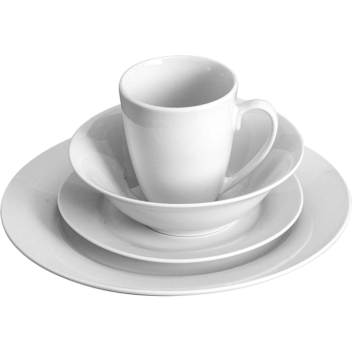 Gibson 102563.16RM Porcelain Zen Buffet 16 Piece Round Dinnerware Set, White - VMInnovations