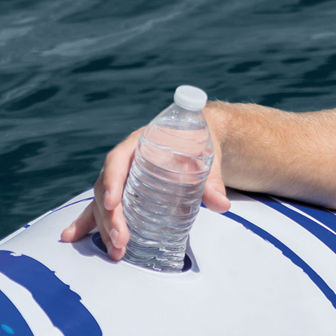 Intex Blue Tropic Inflatable Lake Island Water Float with Cooler and Cupholders - VMInnovations