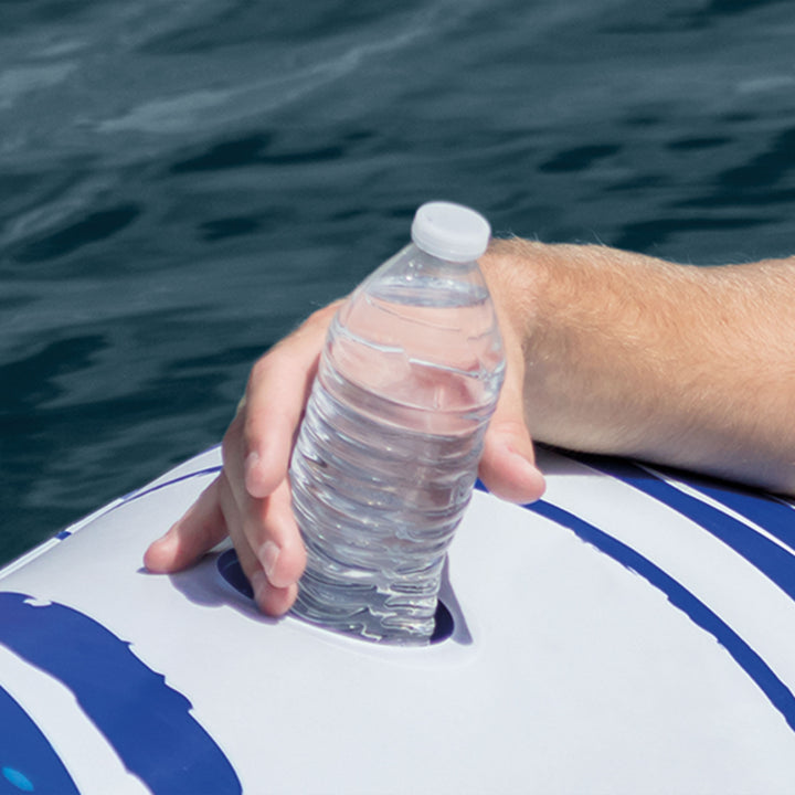 Intex Blue Tropic Inflatable Lake Island Water Float with Cooler and Cupholders - VMInnovations