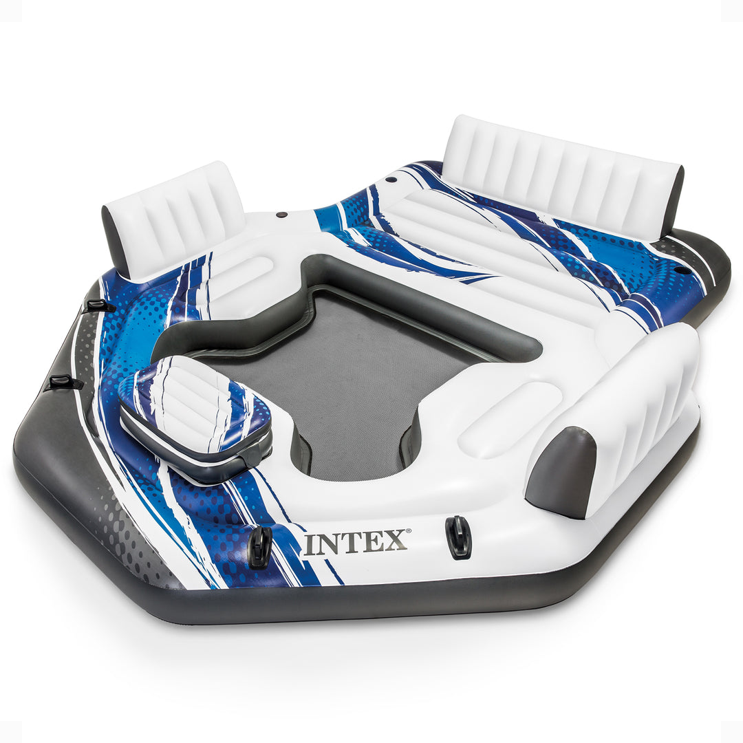 Intex Blue Tropic Inflatable Lake Island Water Float with Cooler and Cupholders - VMInnovations