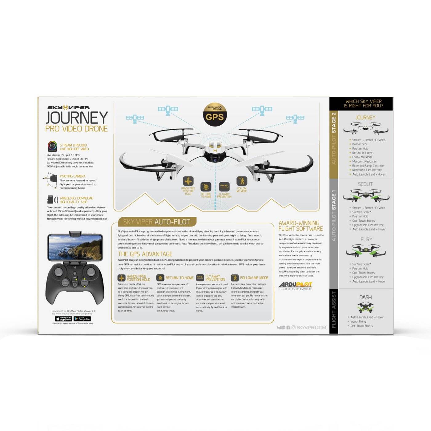 Sky Viper Journey Pro GPS Live Streaming & Video Drone Quadcopter (Open Box)