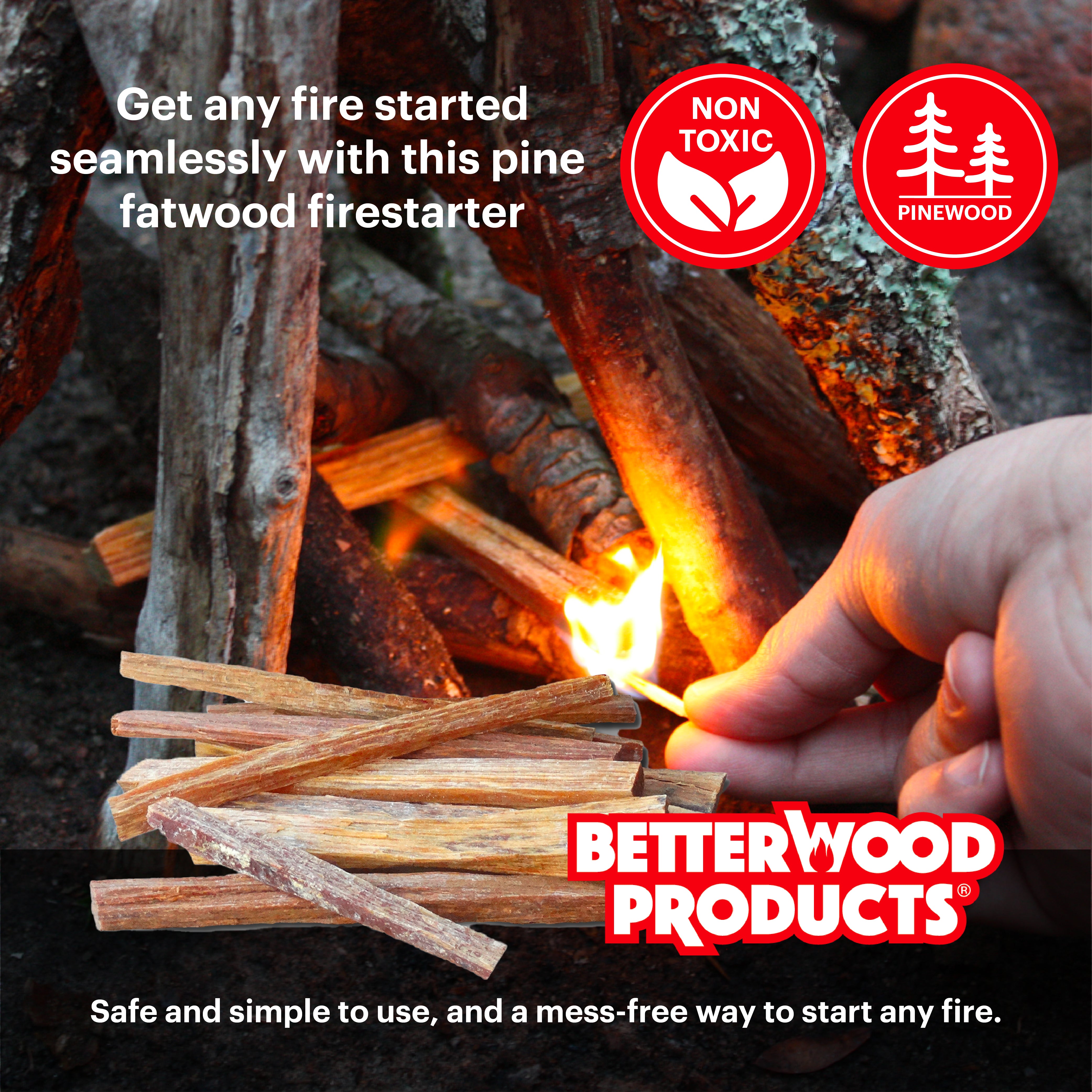 Better Wood Products Fatwood All Natural Fire Logs, Wood Fire Starter, 35 Pounds
