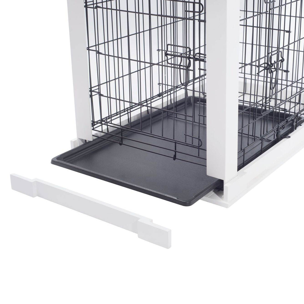 Zoovilla Decorative End Table Design Dog Cat Cage Kennel Crate, White (Open Box)