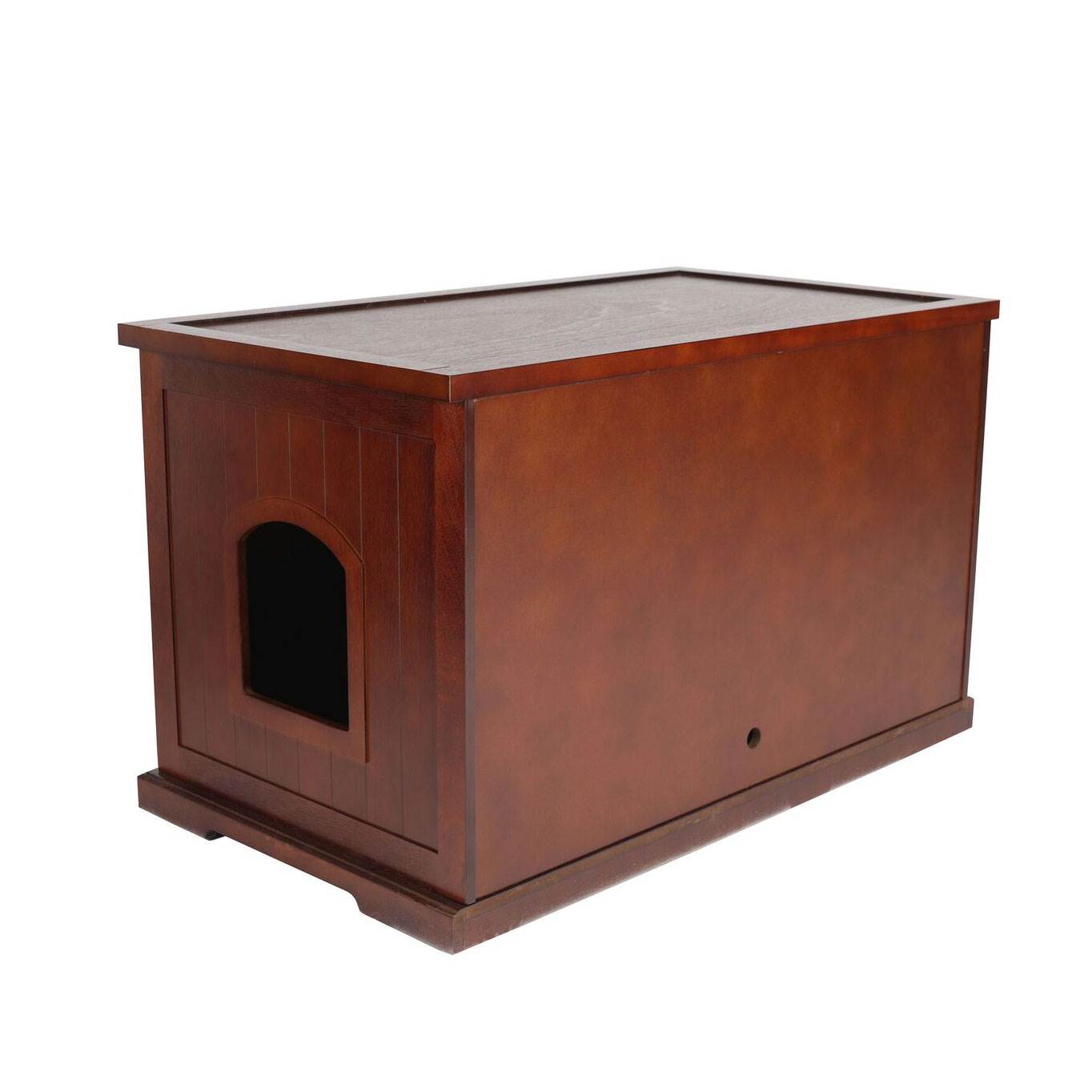 Merry Products Cat Washroom Bench w/Removable Partition Wall, Walnut (2 Pack)