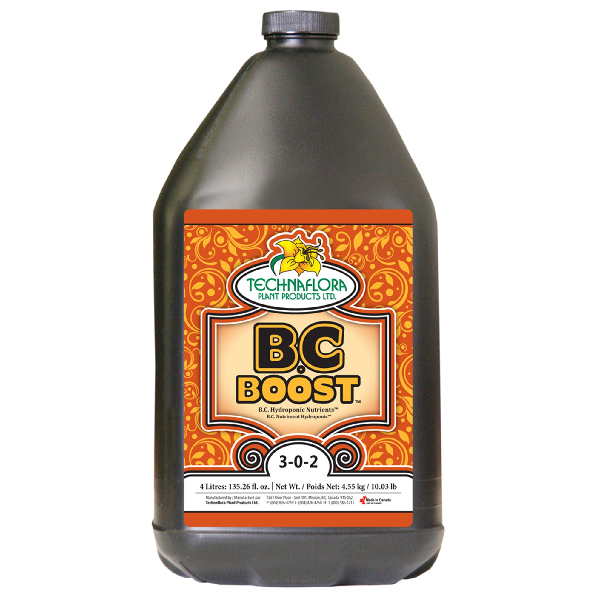 Hydrofarm TFBCBST4L Technaflora B.C. Boost Plant Fertilizer Formula, 4 Liters