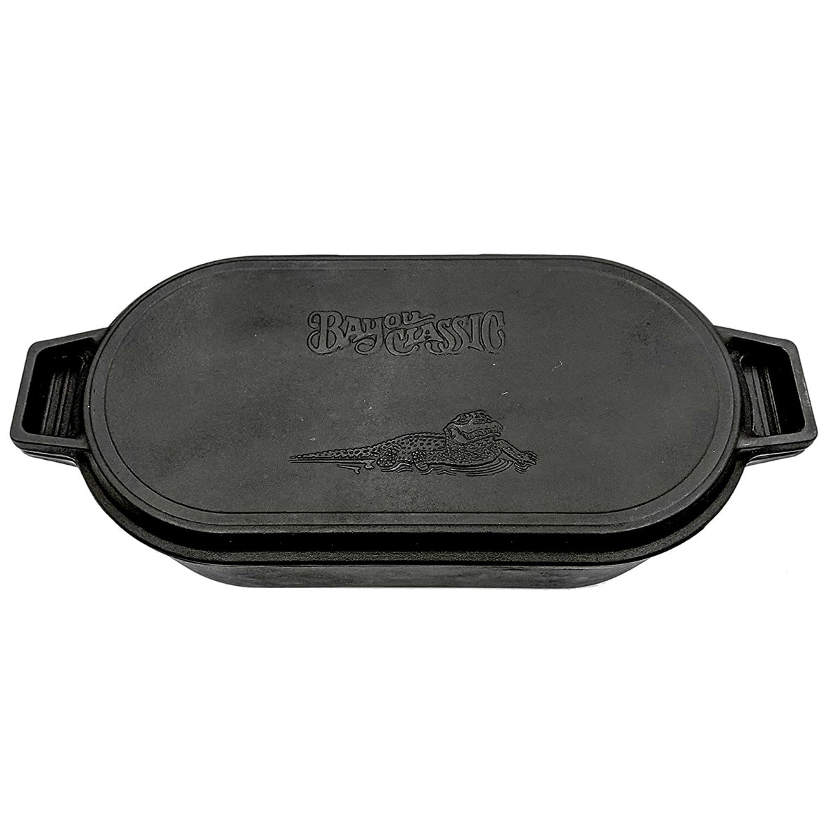 Bayou Classic 6 Quart Large Cast Iron 17"x 9.25" Oval Fryer w/ Lid (Open Box)